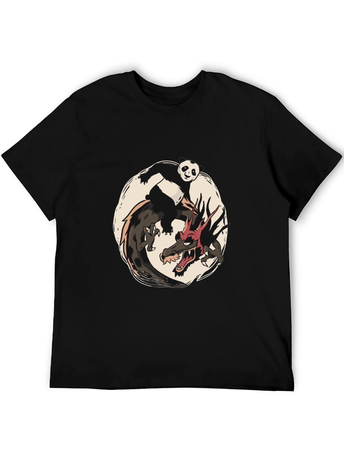 Black Panda and Dragon Graphic Tee - Unique Design view 5
