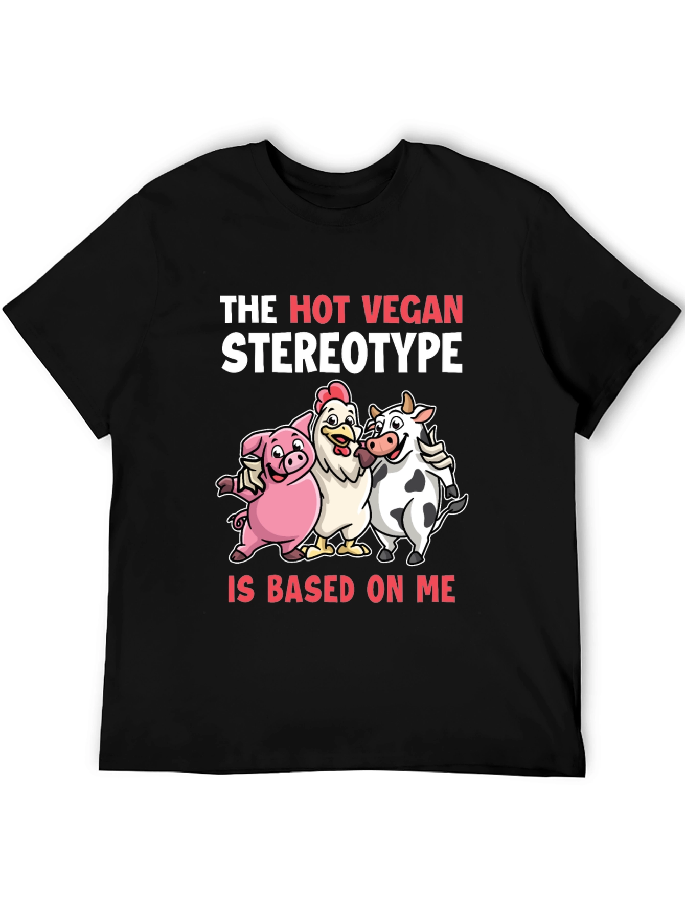 Black The Hot Vegan Stereotype Graphic T-Shirt view 5