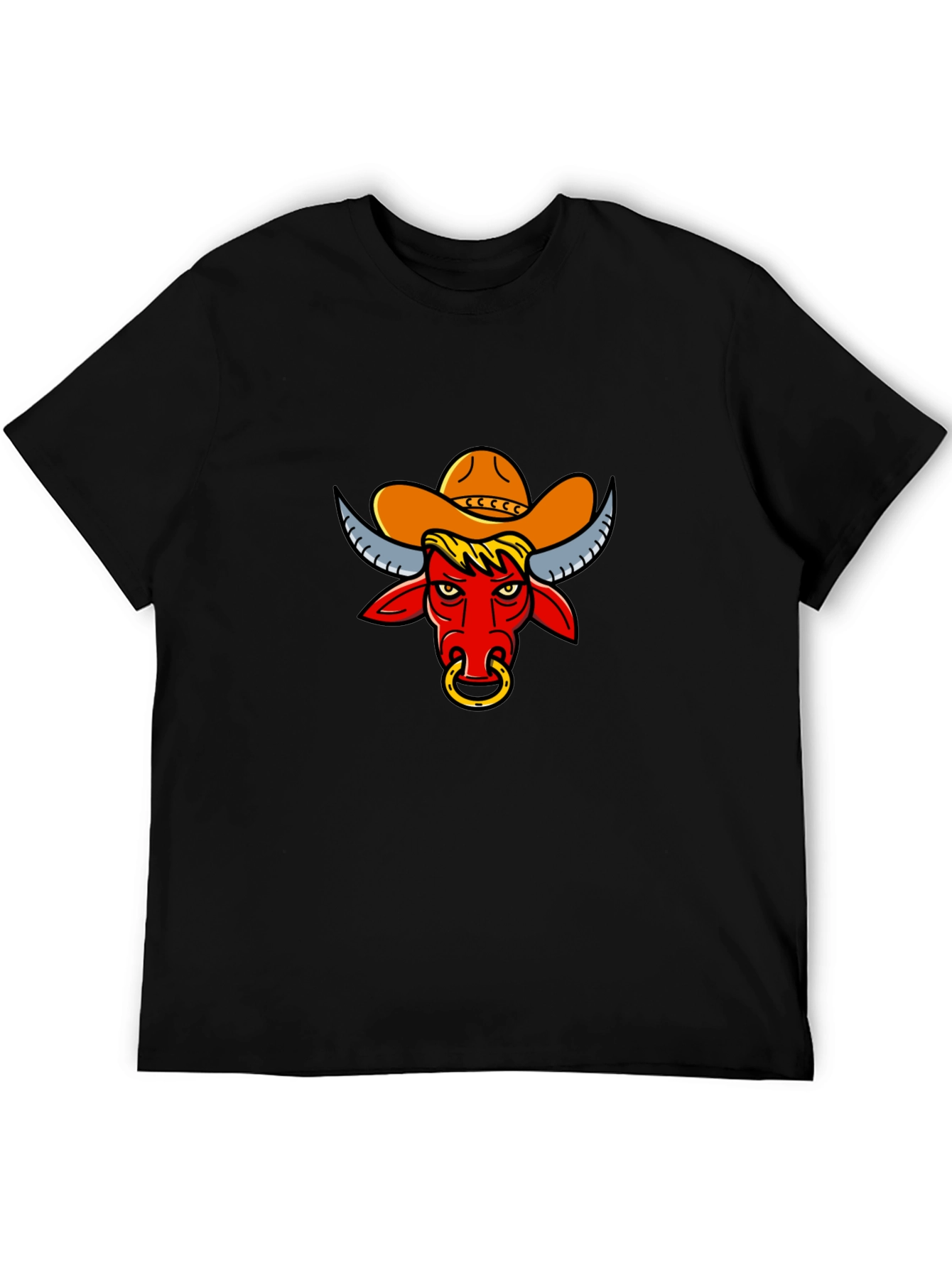 Black Cowboy Bull Graphic Tee - Black view 5