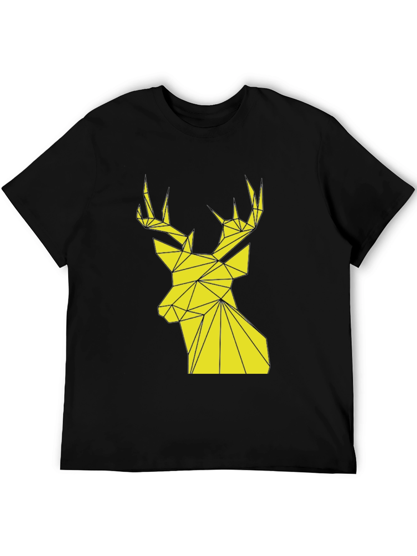 Black Geometric Deer Graphic Tee - Modern Style view 5