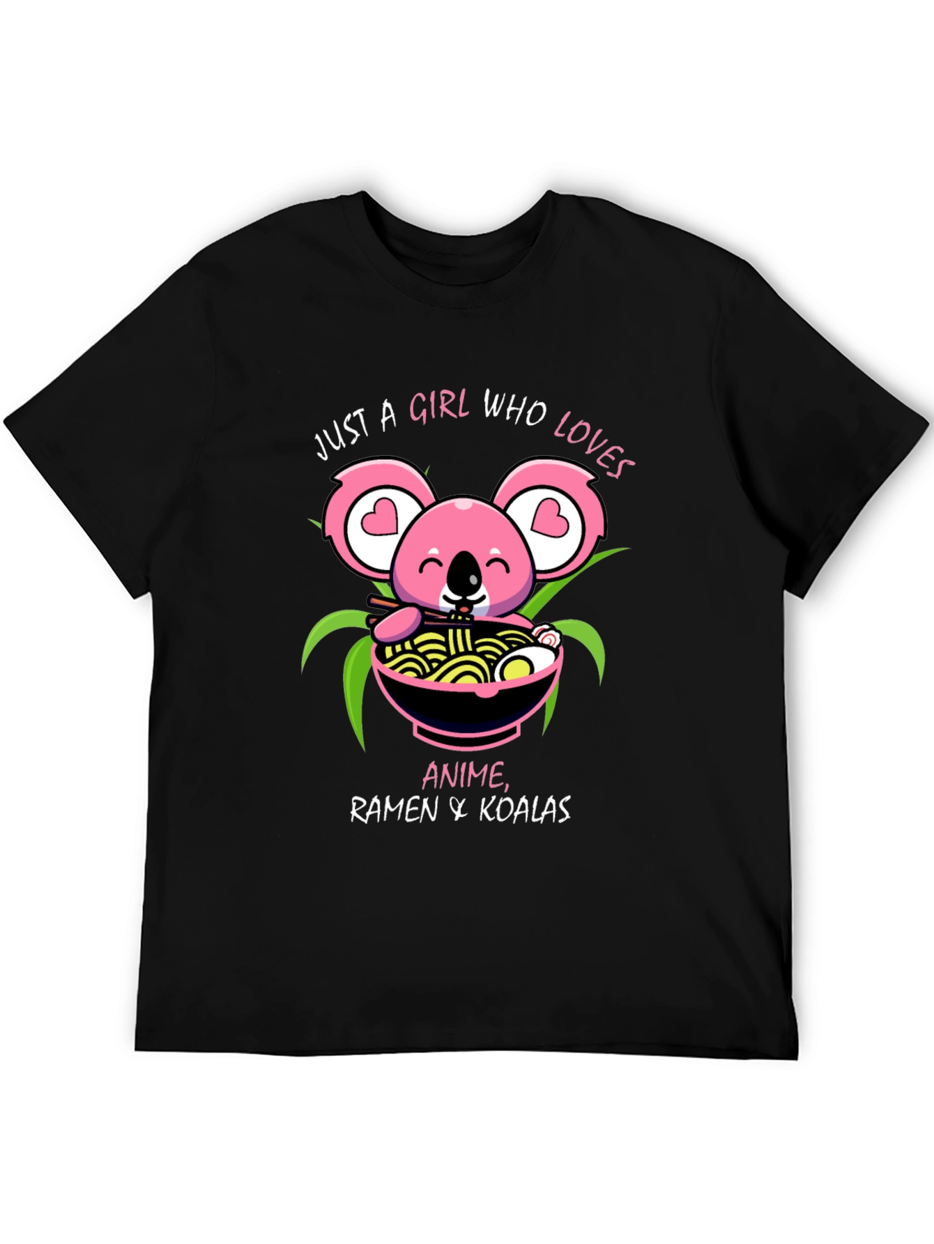 Black Anime Ramen Koala T-Shirt view 5