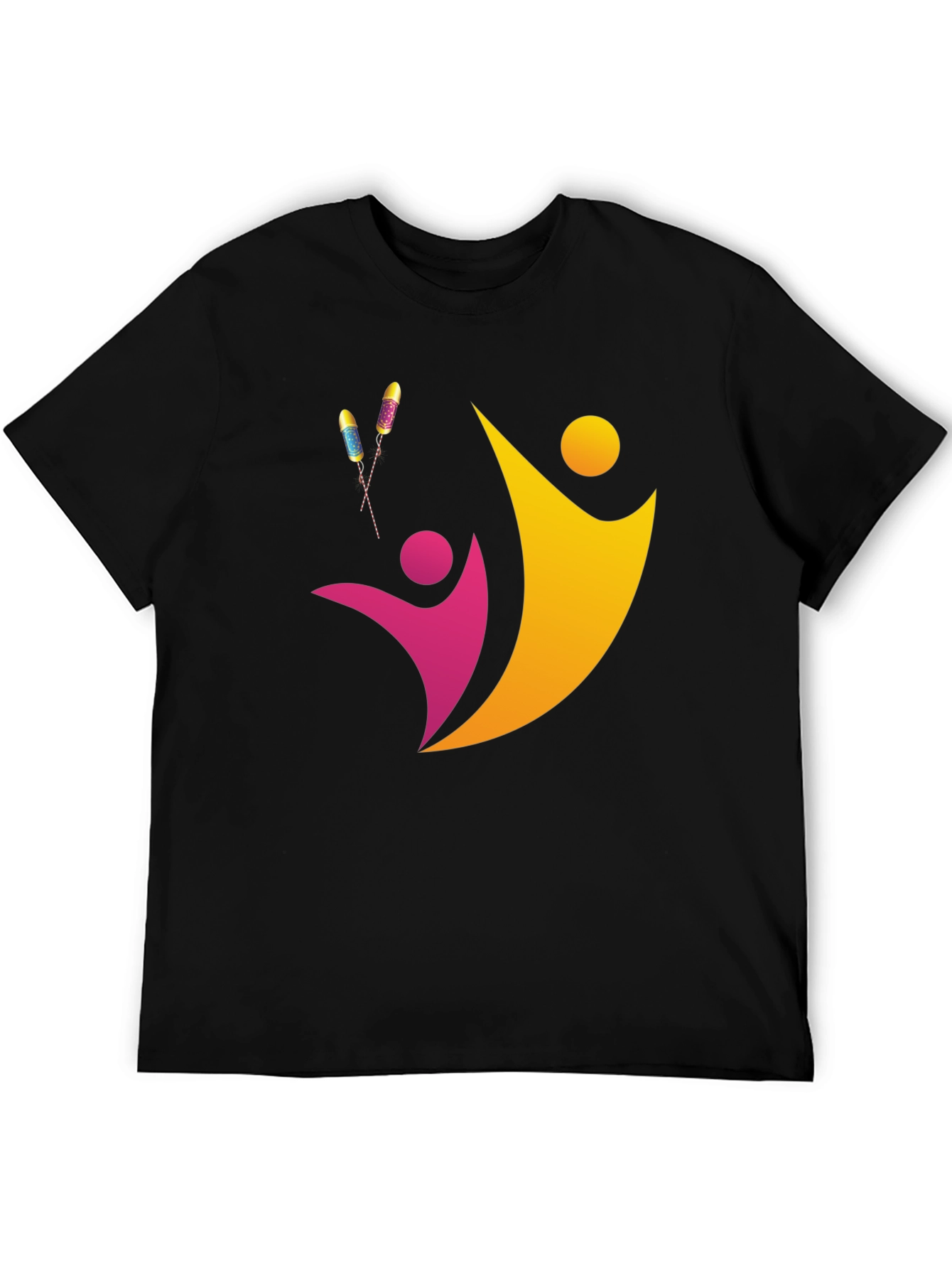 Black Abstract People Design Black Tee view 5
