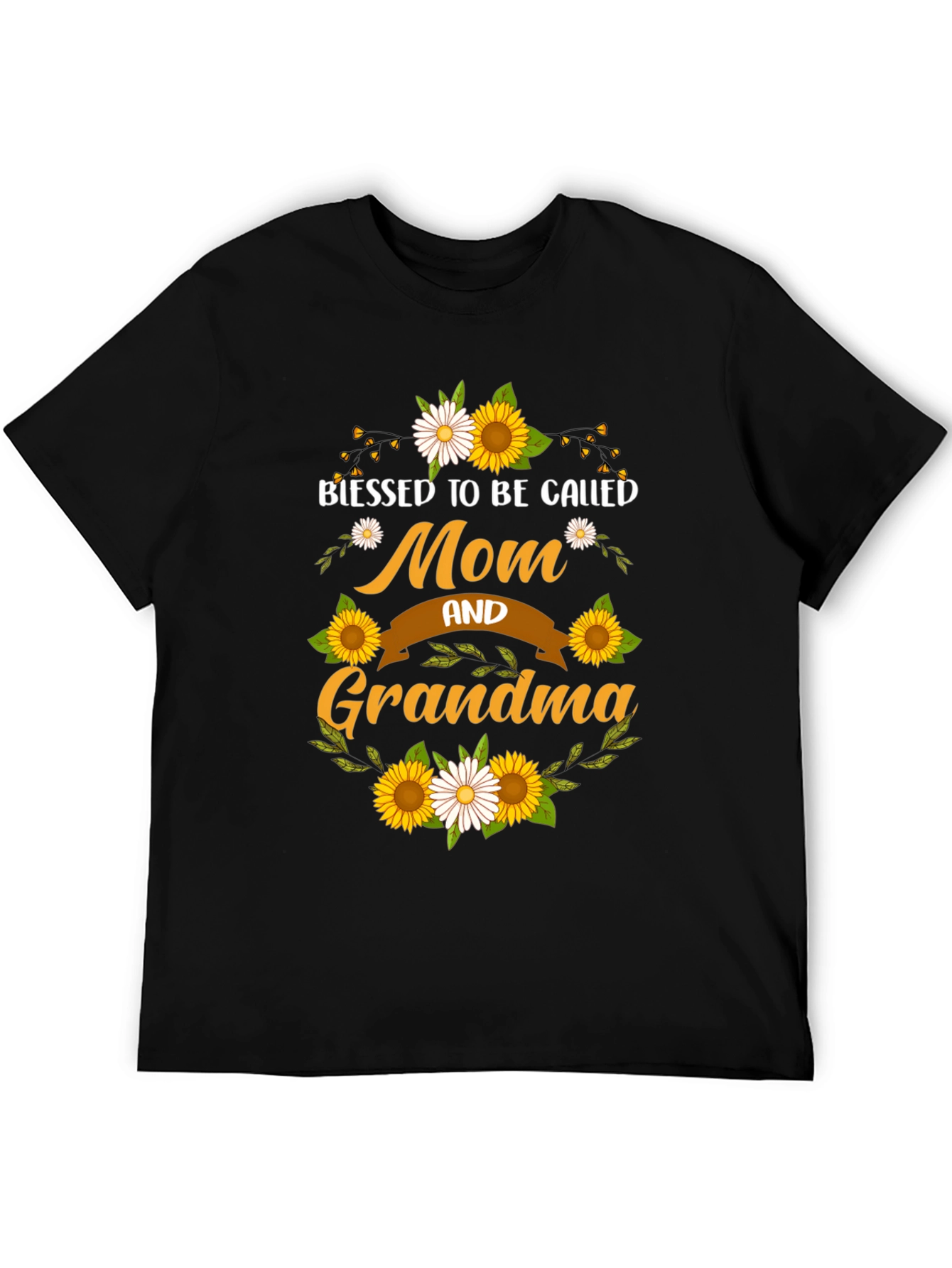 Black Blessed Mom & Grandma Sunflower T-Shirt view 5