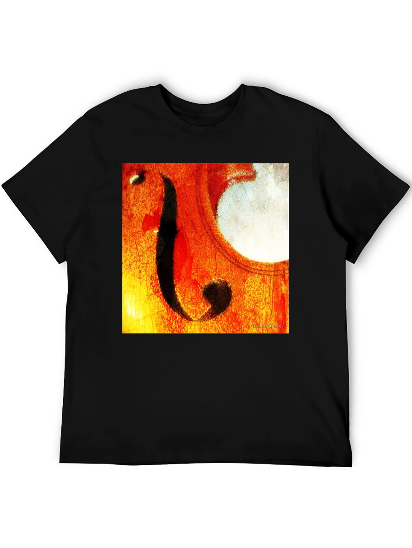 Black Abstract Cello F-Hole Graphic T-Shirt view 5