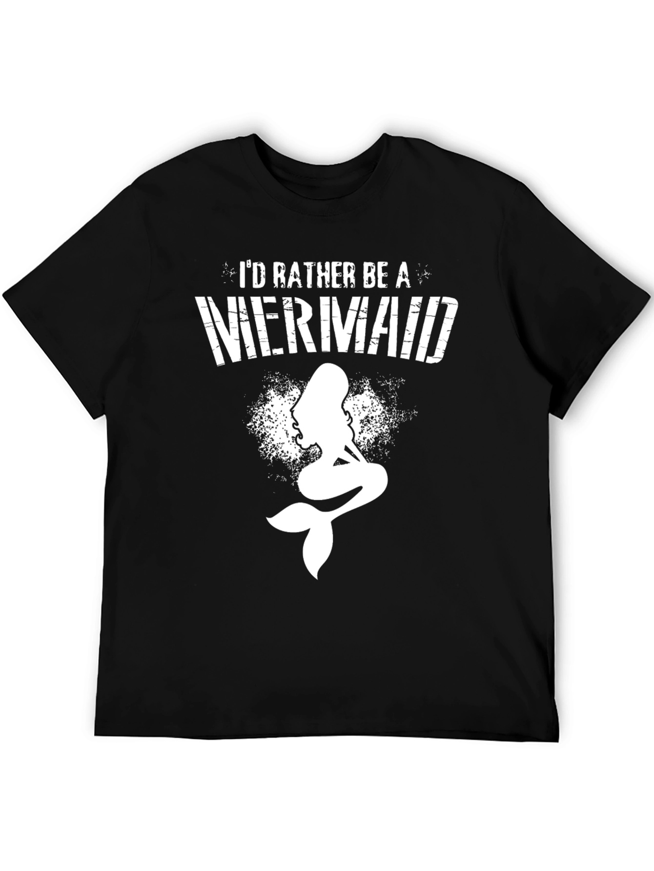 Black I'd Rather Be A Mermaid Black T-Shirt view 5