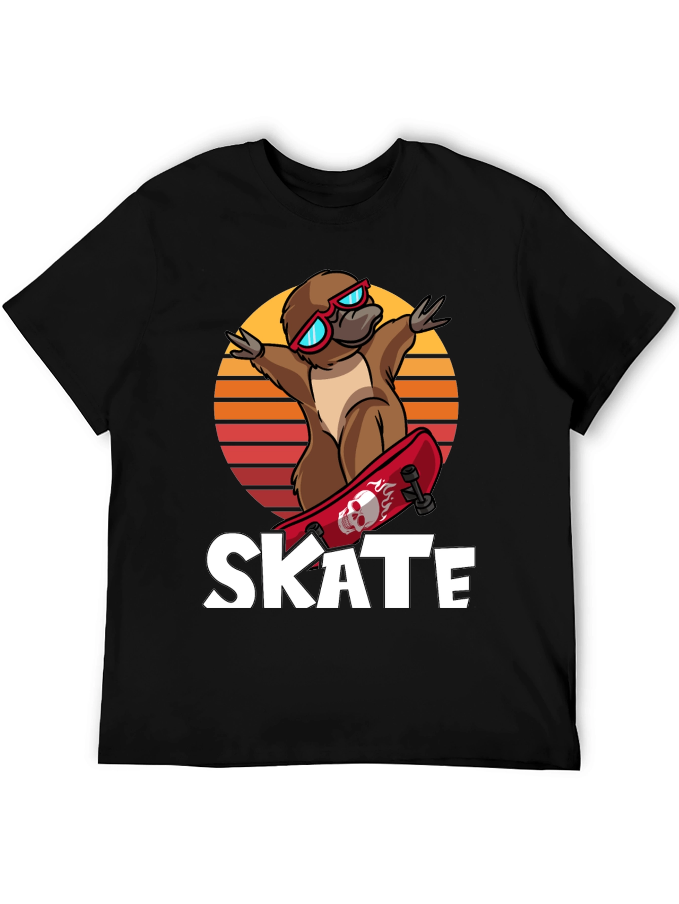 Black Skateboarding Platypus T-Shirt - Cool Graphic Tee view 5
