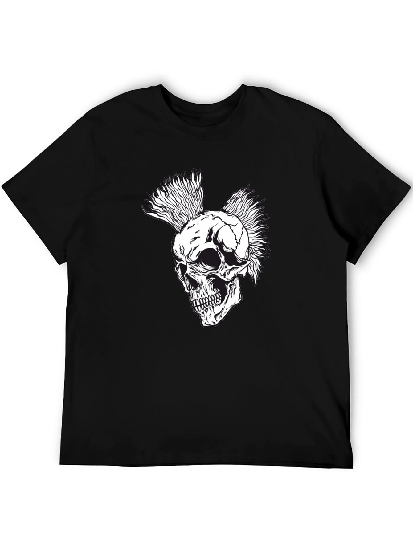 Black Punk Rock Skull T-Shirt - Black view 5