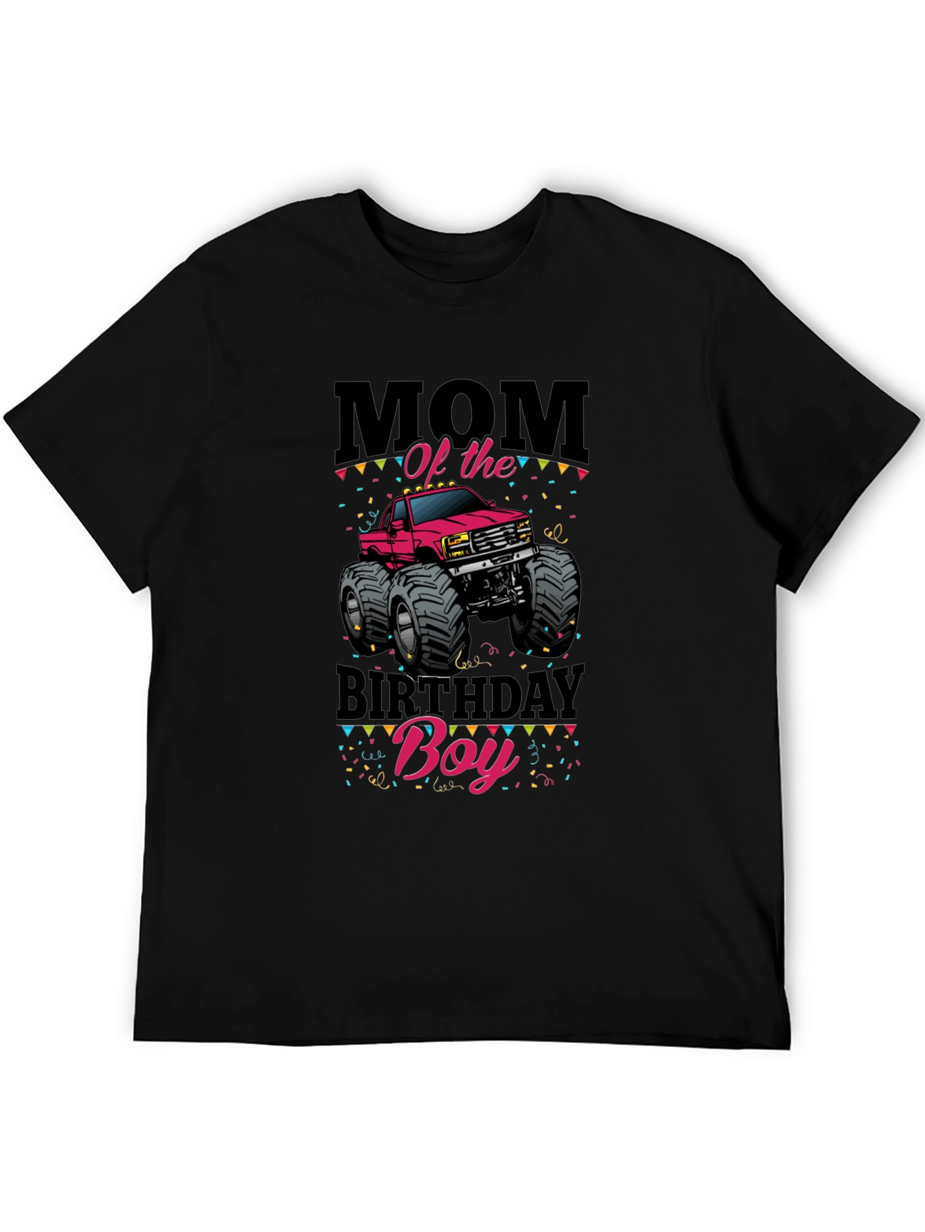 Black Mom of the Birthday Boy Monster Truck T-Shirt view 5