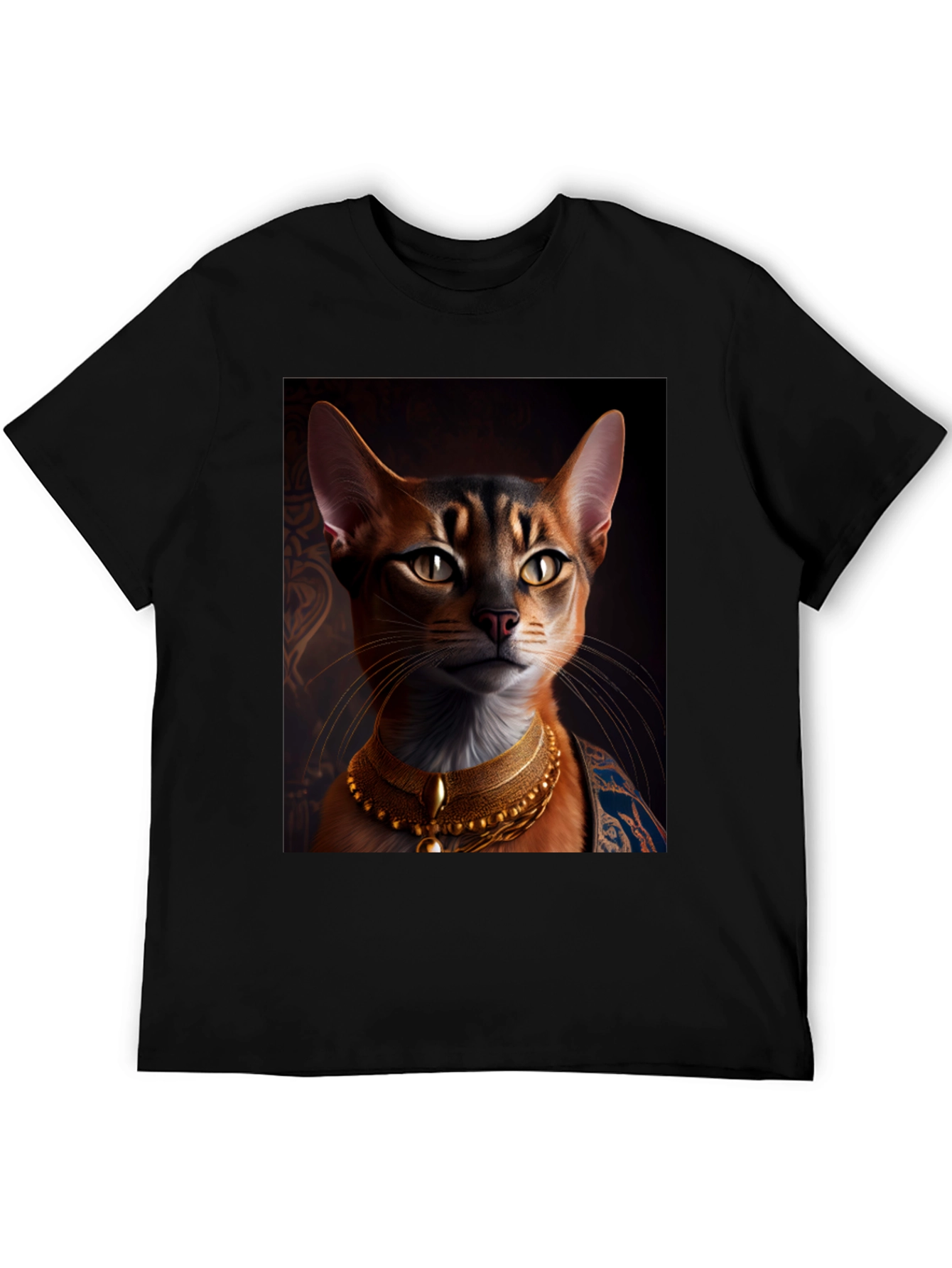 Black Royal Cat Graphic Tee - Black Cotton T-Shirt view 5