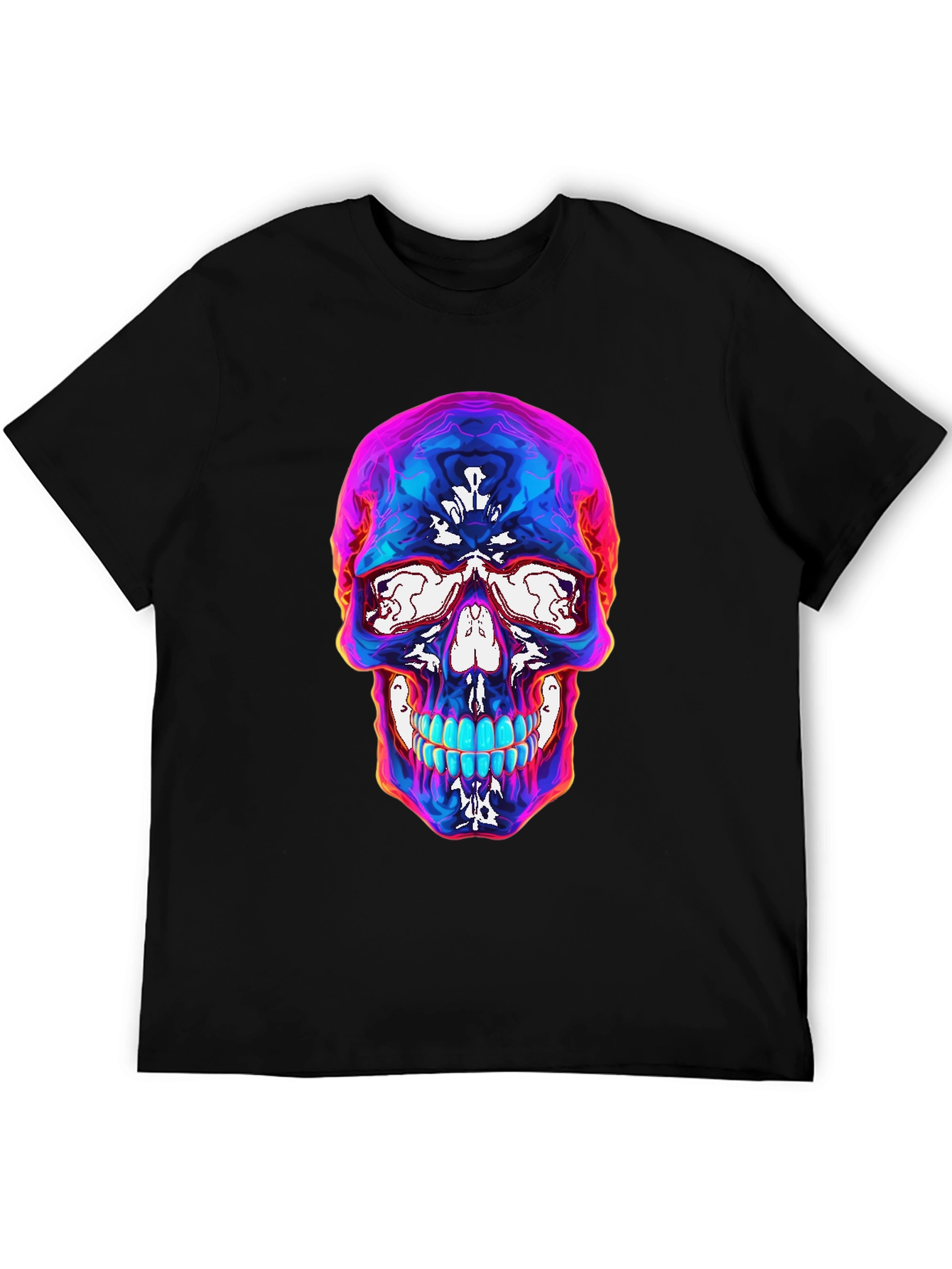 Black Psychedelic Skull Graphic T-Shirt - Black view 5