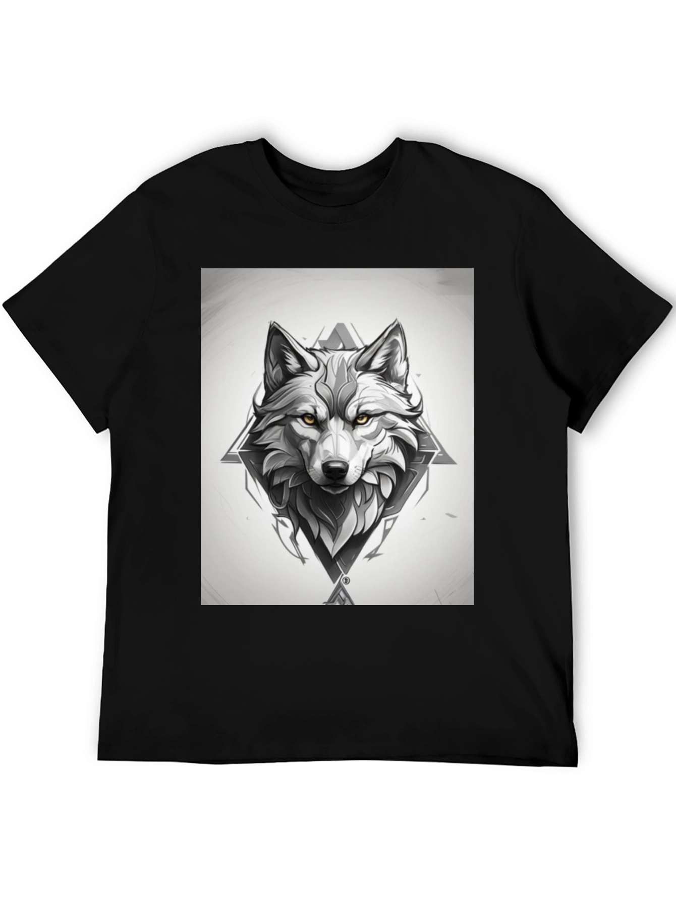 Black Wolf Graphic Print Black T-Shirt view 5