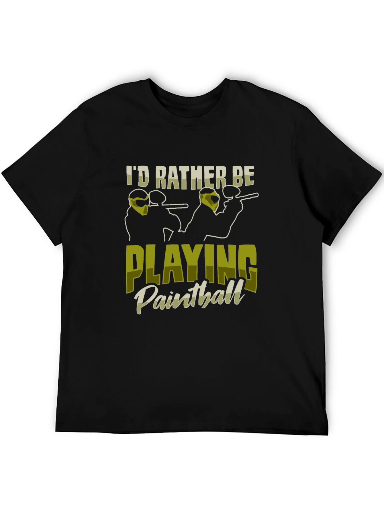 Black I'd Rather Be Playing Paintball Black T-Shirt view 5