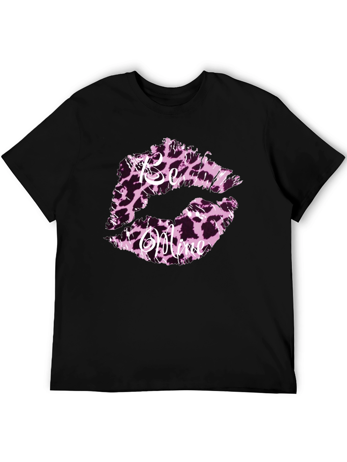Black Be Mine Leopard Print Lips Graphic Tee view 5