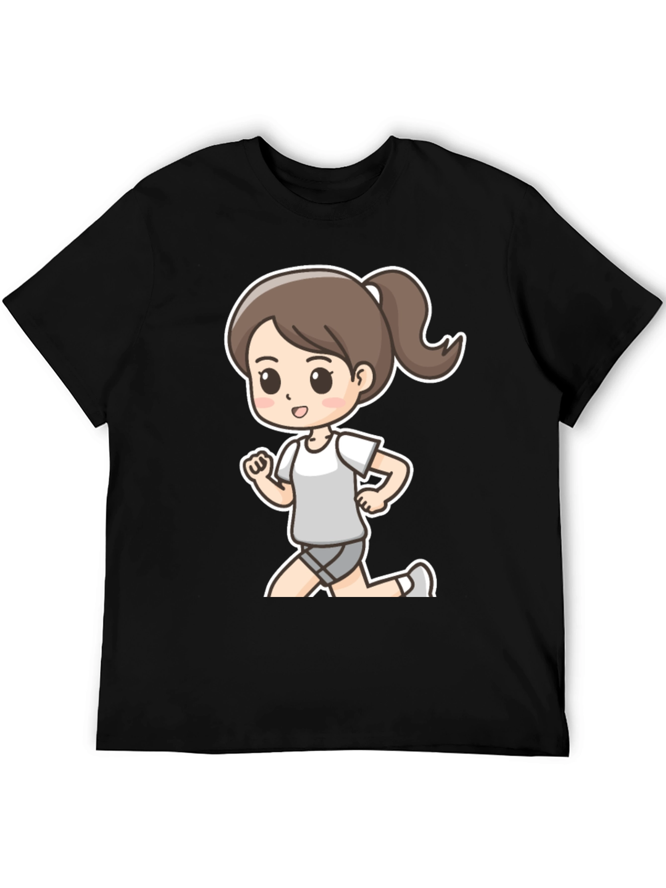 Black Cartoon Runner T-Shirt - Black Graphic Tee view 5