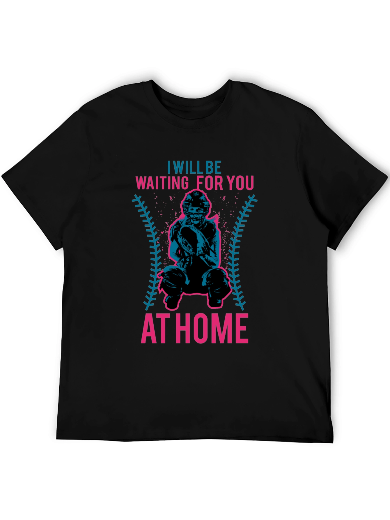 Black Waiting For You At Home Baseball T-Shirt view 5