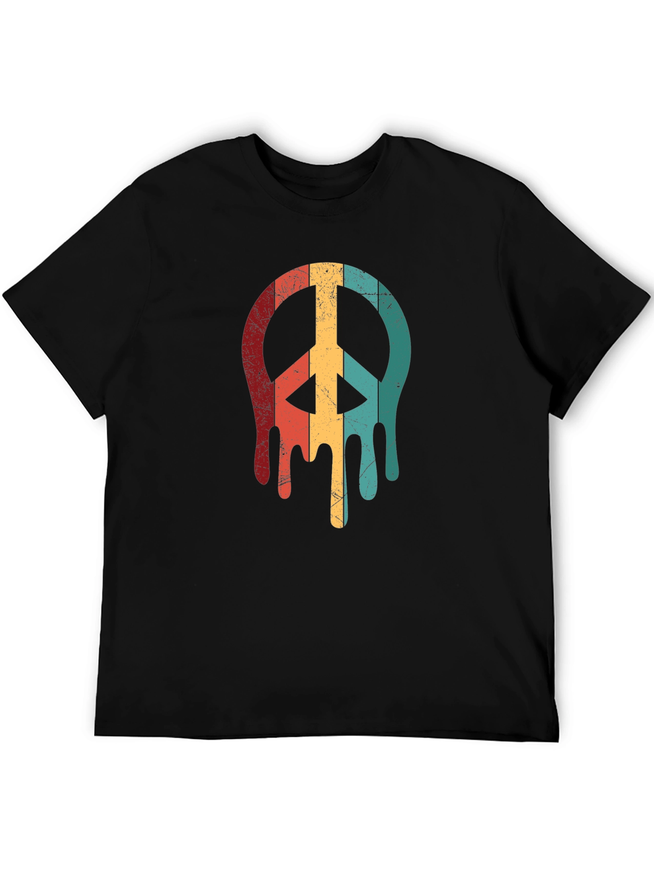 Black Retro Drip Peace Sign Graphic Tee - Black view 5
