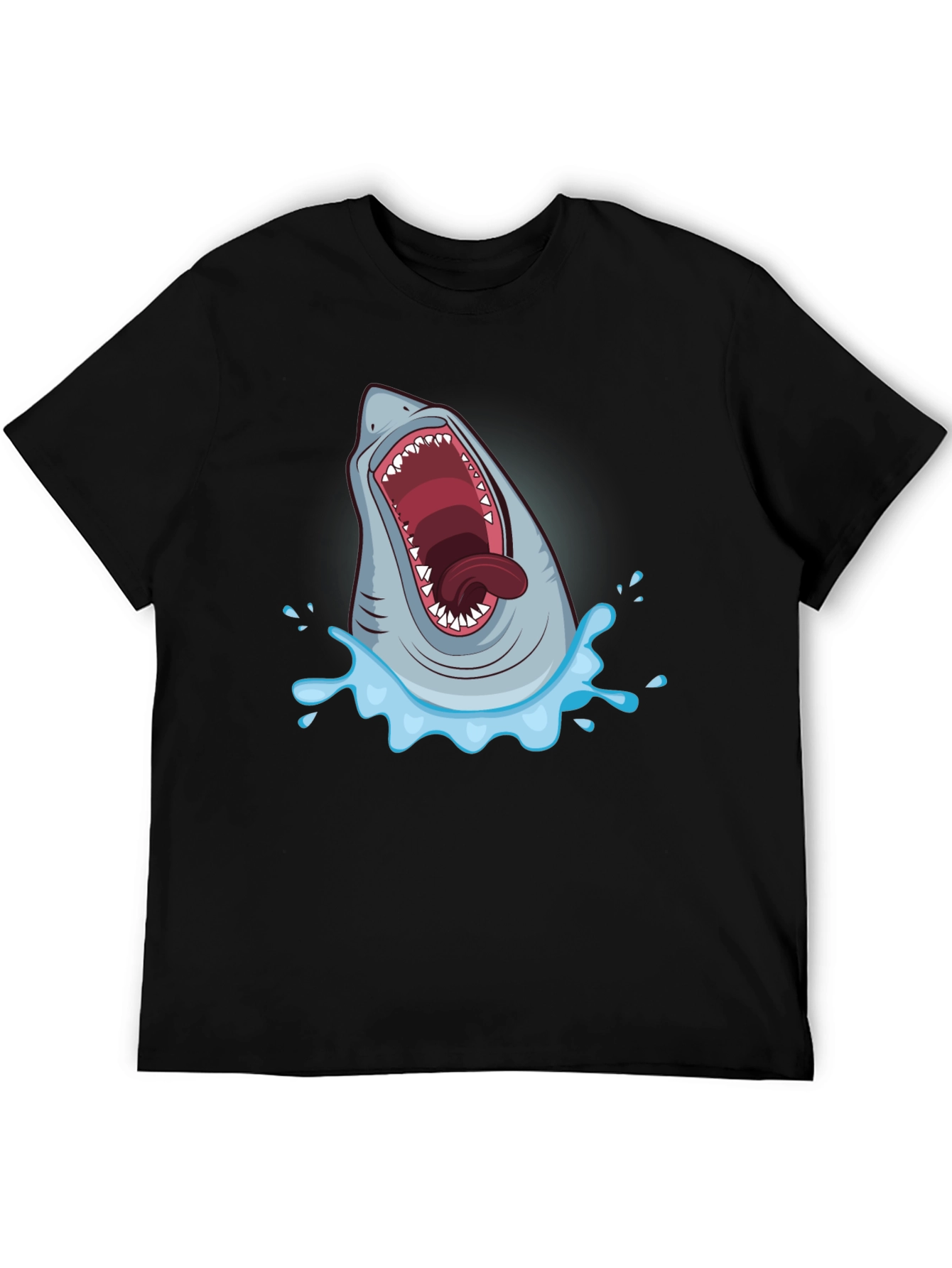 Black Shark Attack Graphic Tee - Men's Black T-Shirt view 5