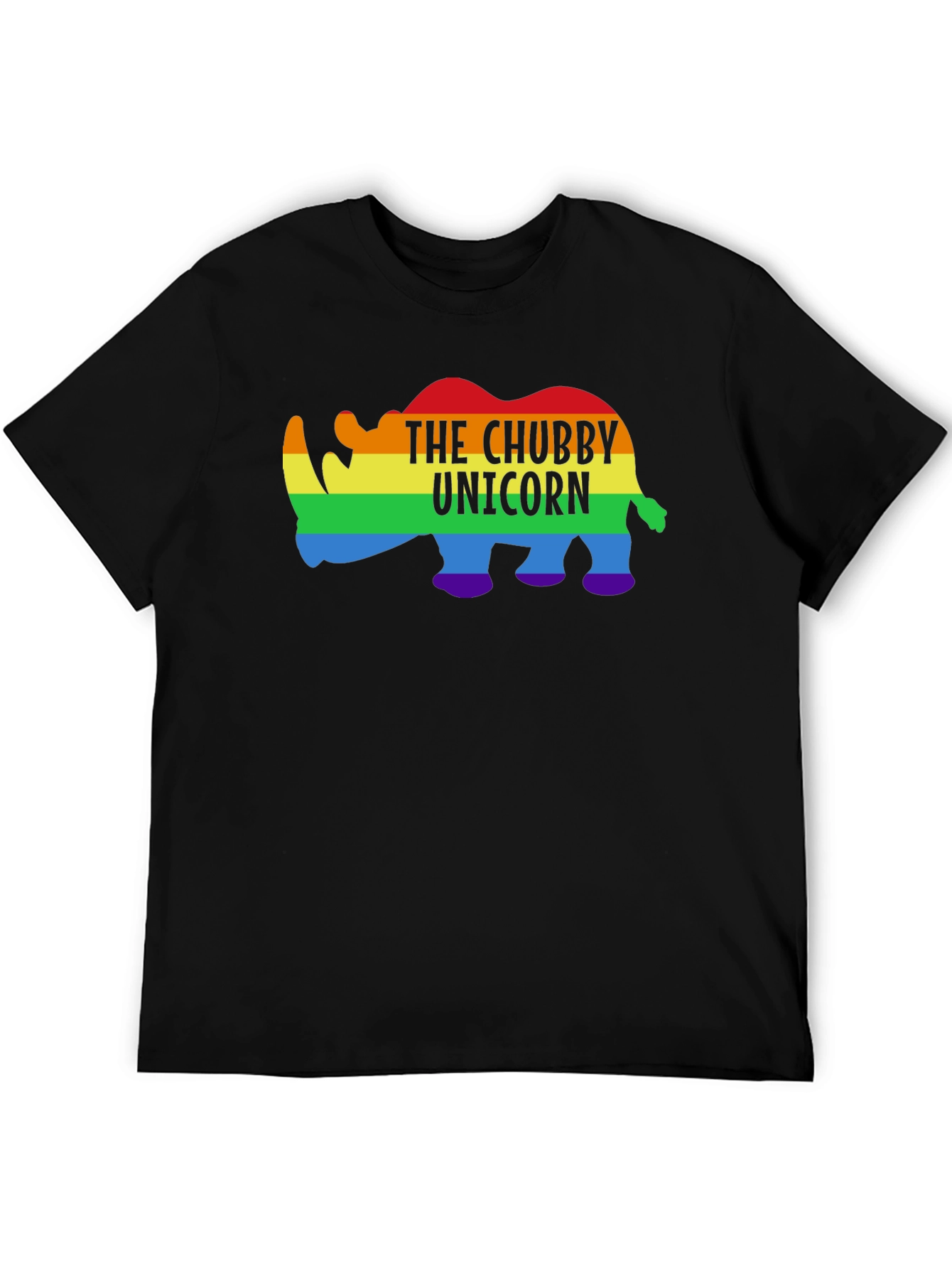 Black Chubby Unicorn Rainbow Graphic Tee view 5