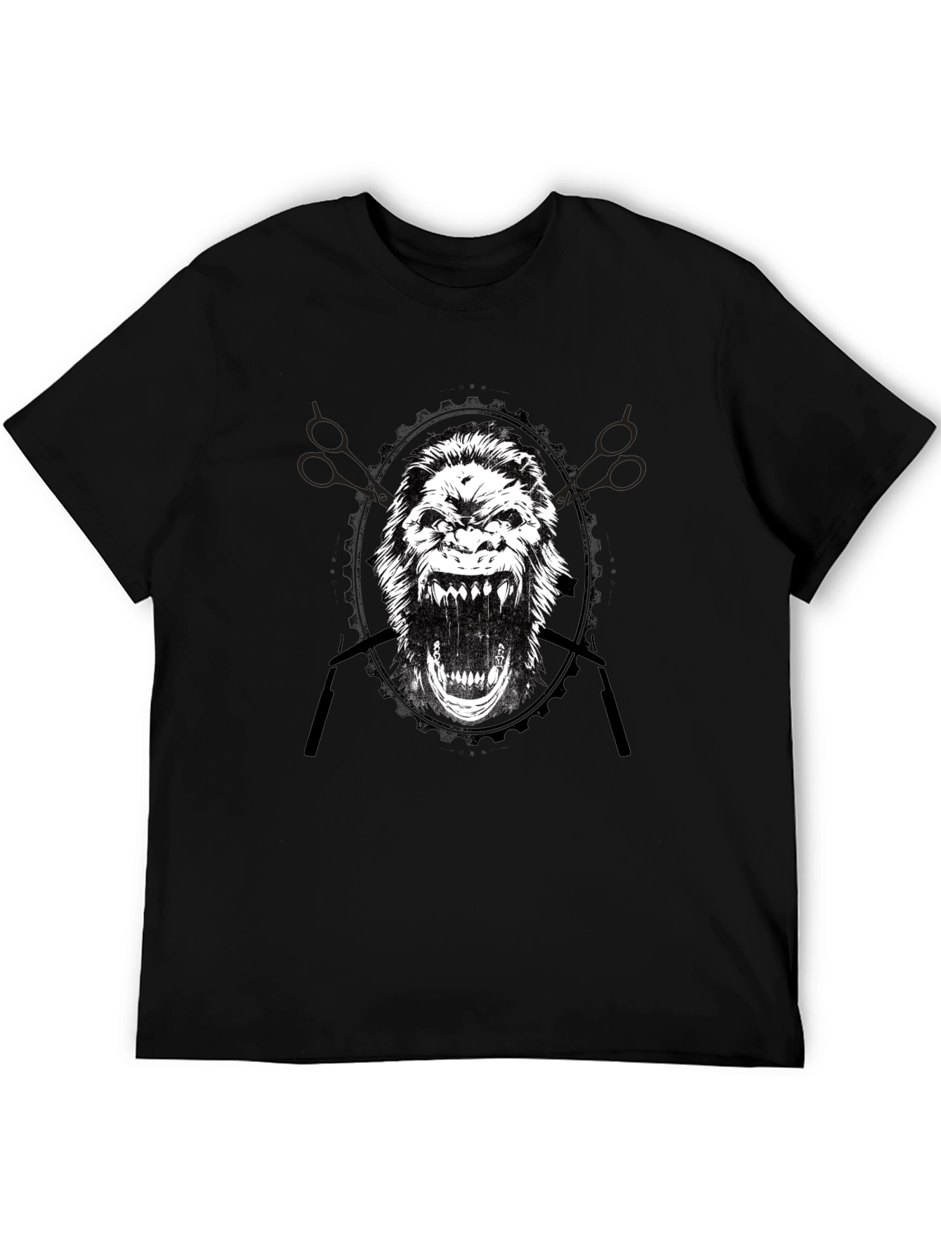 Black Gorilla Barber Graphic Tee - Black Cotton T-Shirt view 5