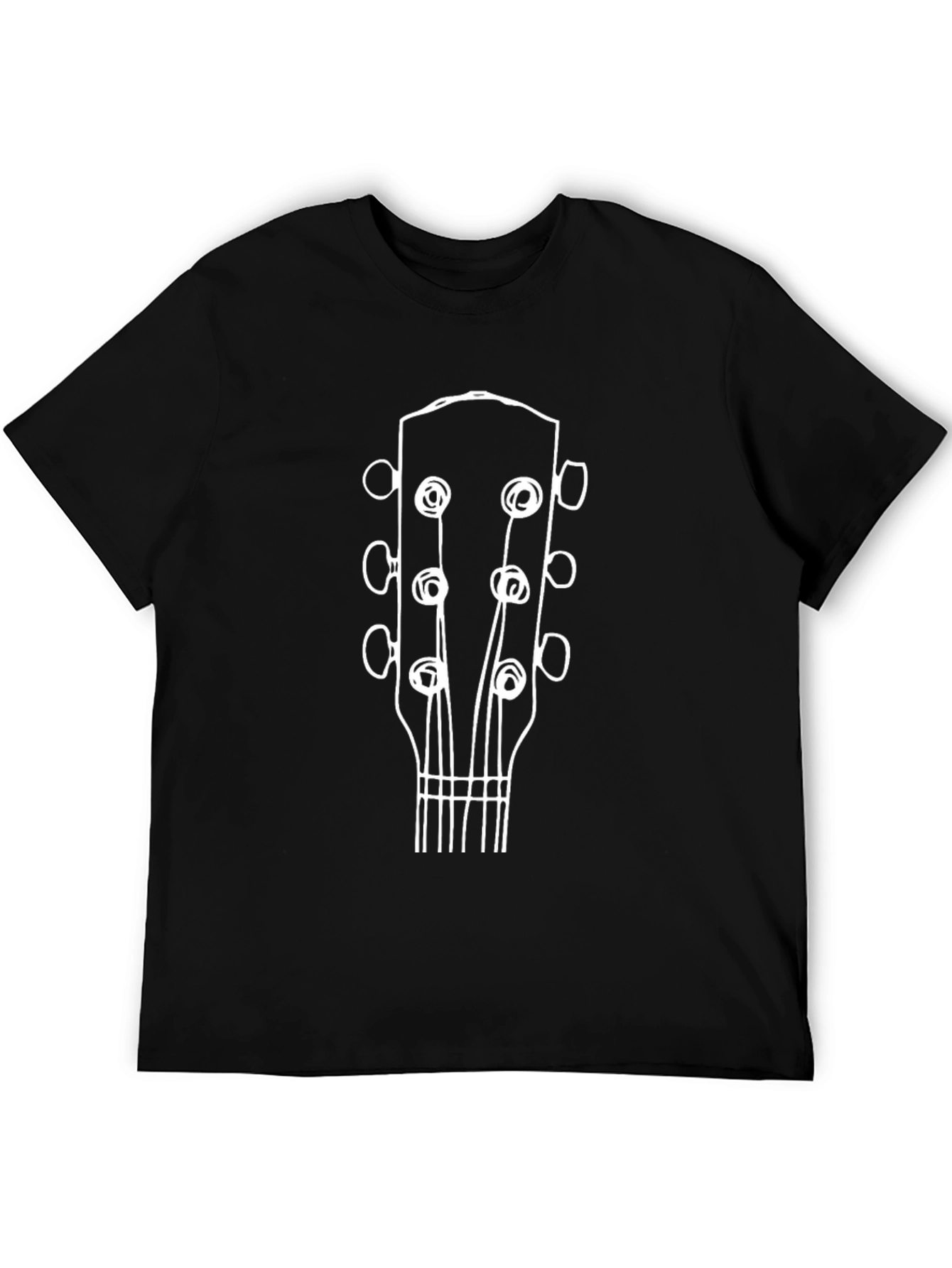 Black Guitar Headstock Graphic Tee - Black Cotton T-Shirt view 5