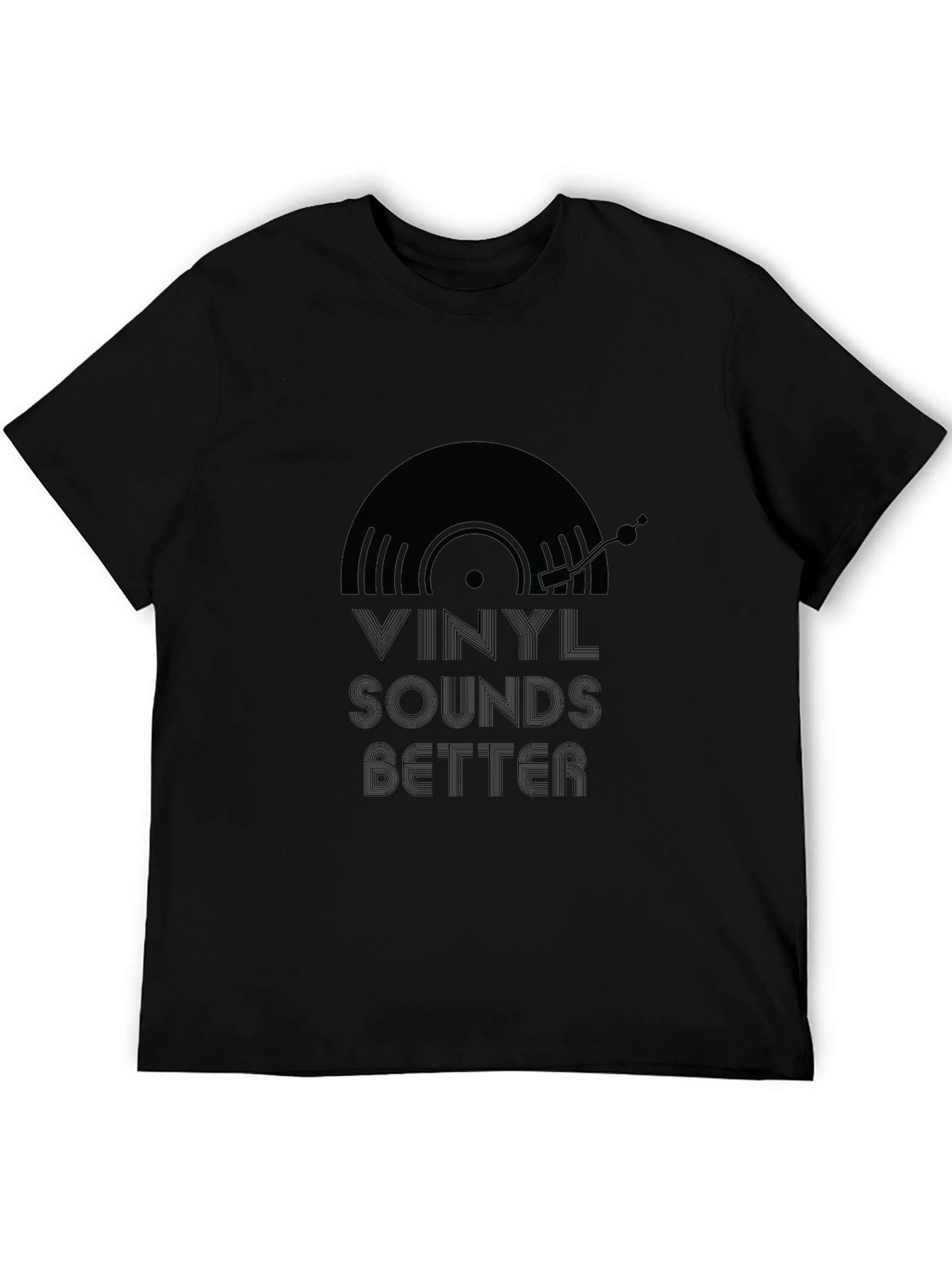 Black Vinyl Sounds Better Black Graphic Tee view 5