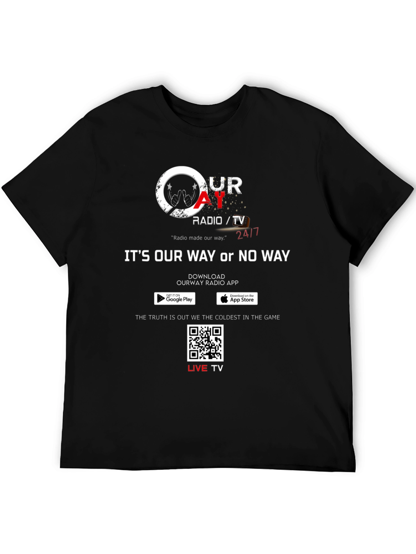 Black Our Way Radio/TV Black Graphic T-Shirt view 5