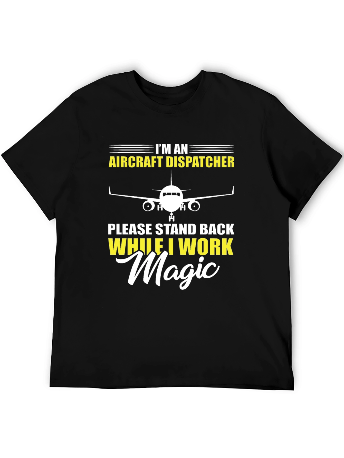 Black Aircraft Dispatcher T-Shirt, Magic Work Tee view 5