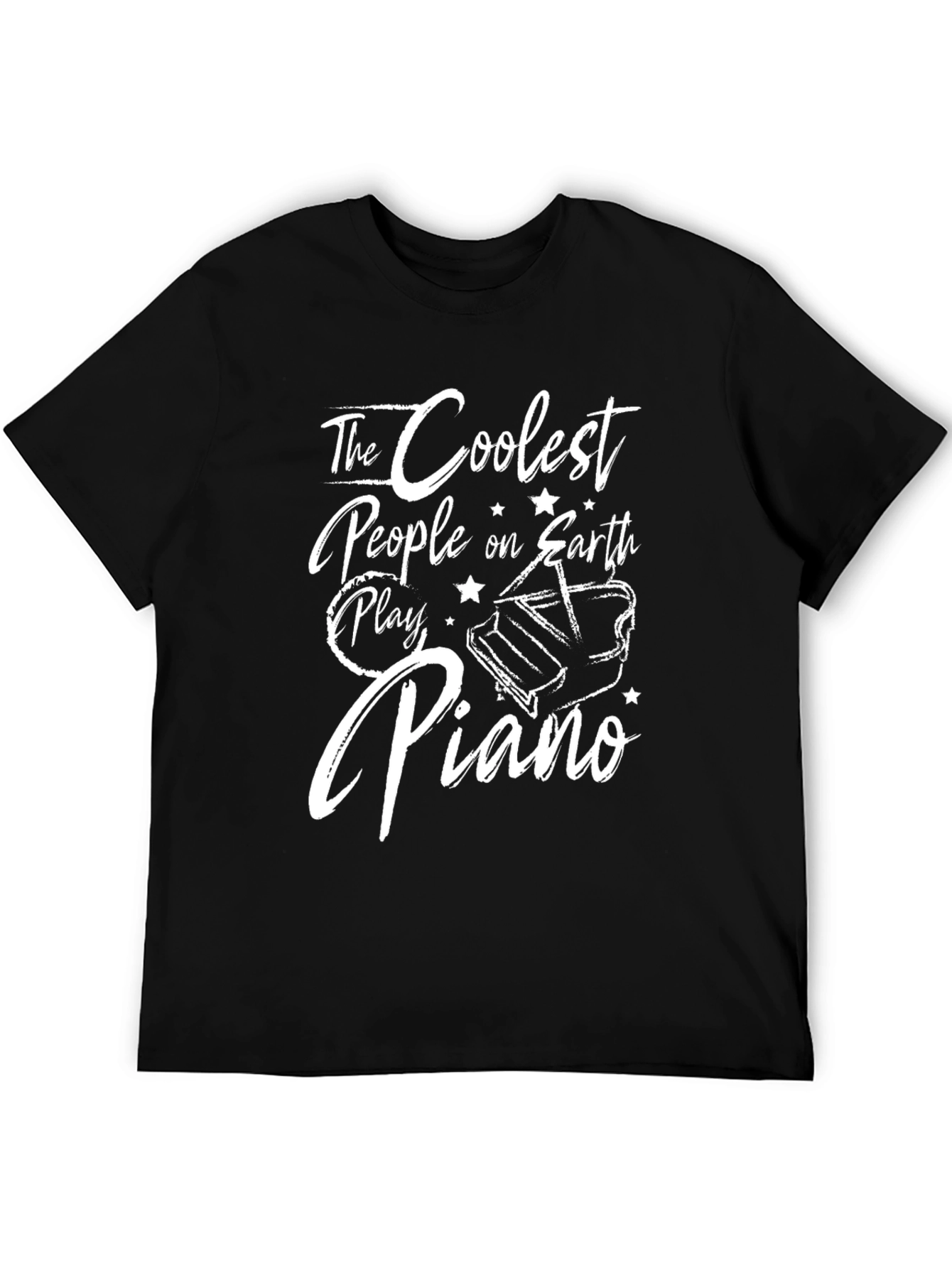 Black Coolest People Play Piano Black Graphic Tee view 5