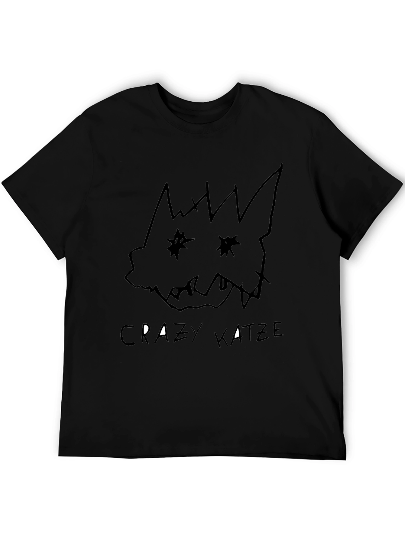 Black Crazy Katze Black T-Shirt - Unique Design view 5