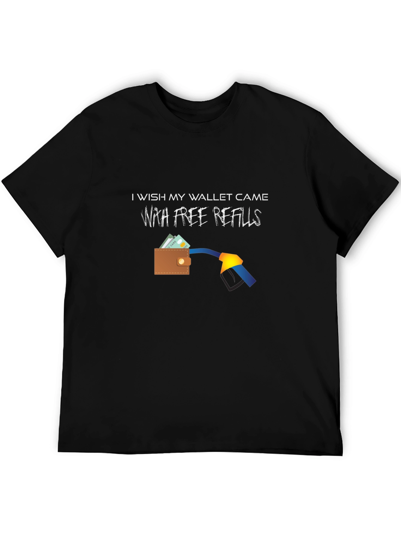 Black Funny "Free Refills" Graphic T-Shirt view 5