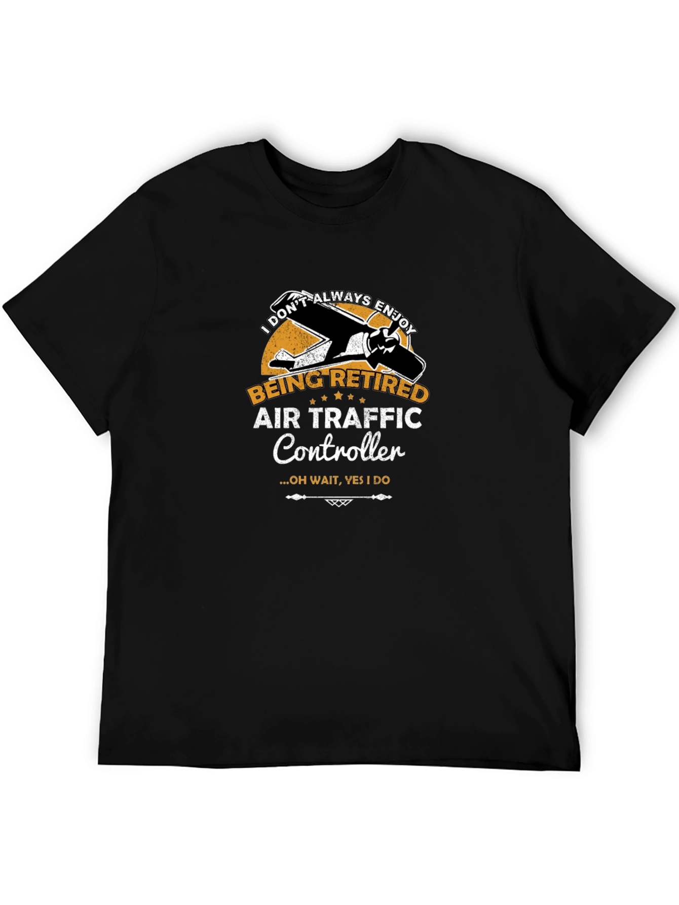 Black Retired Air Traffic Controller T-Shirt view 5