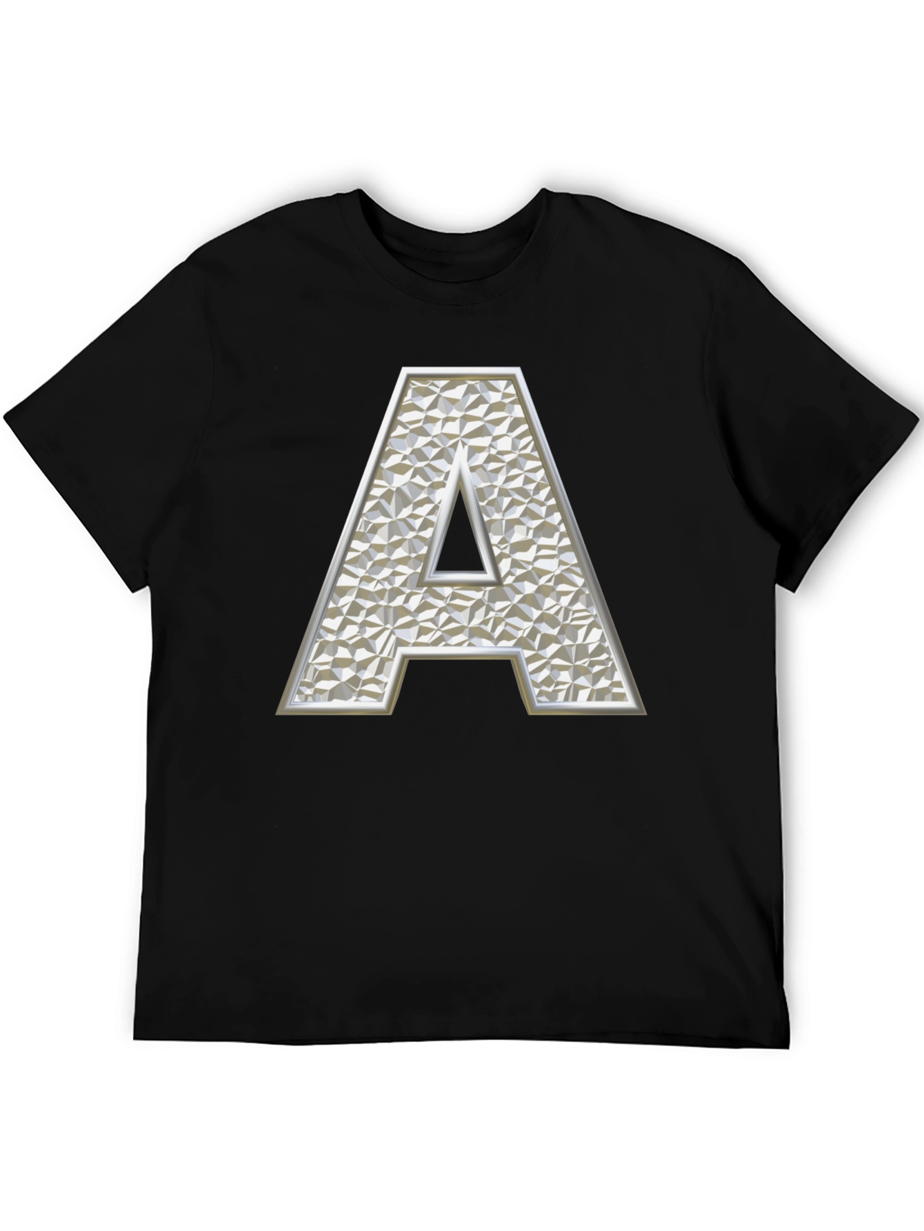 Letter "A" Graphic Print Black T-Shirt - 5