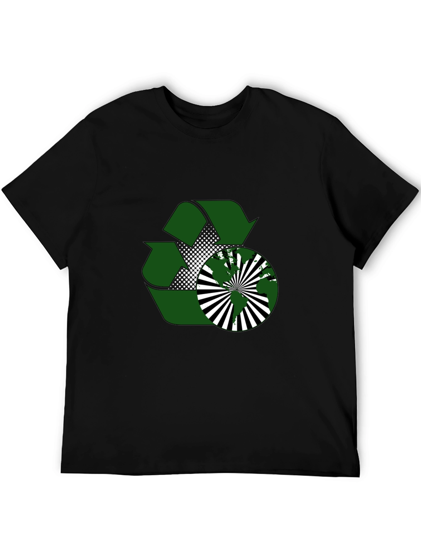 Black Eco-Friendly Recycle Design T-Shirt view 5