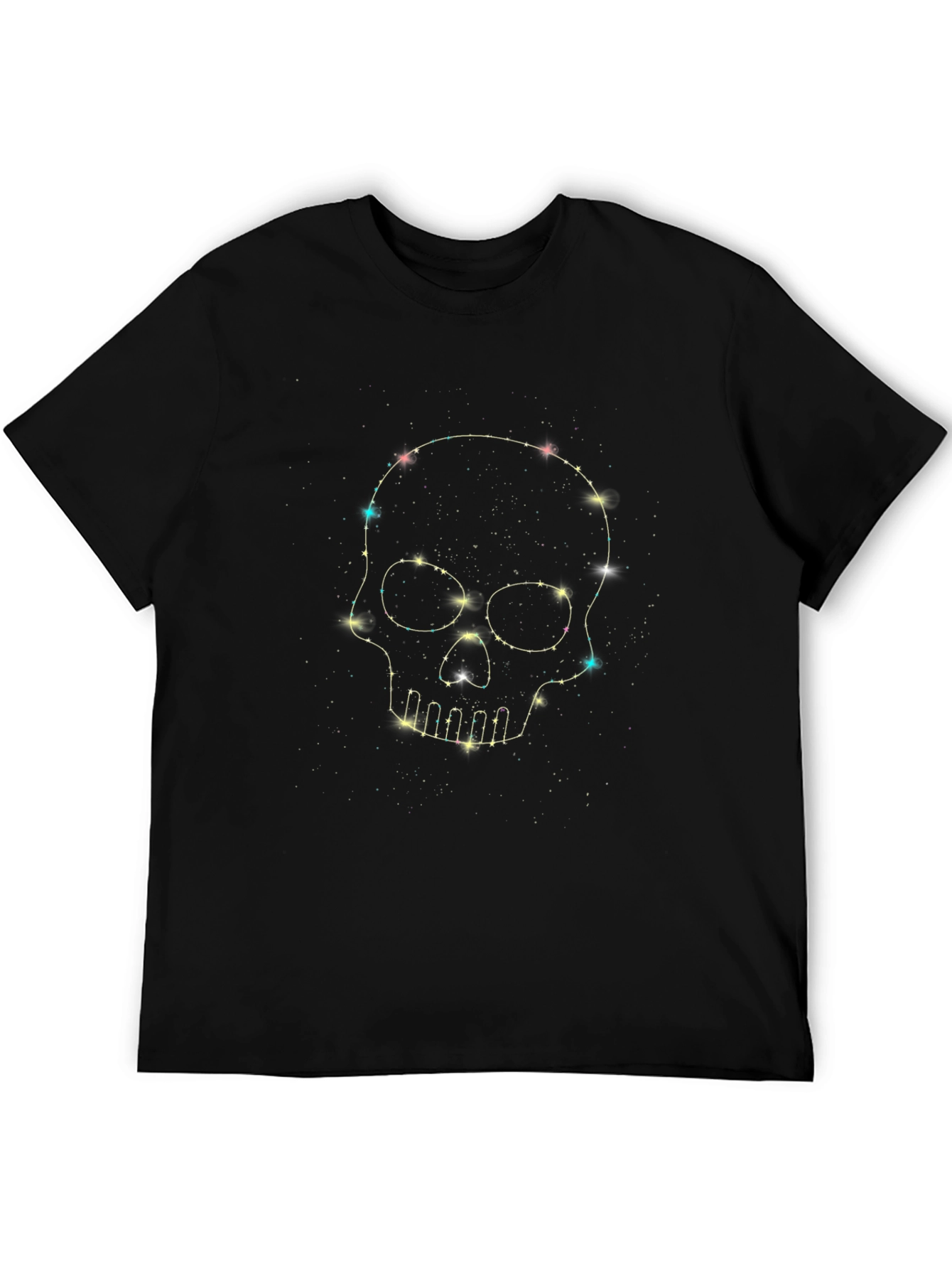 Black Starry Skull Graphic Tee - Men's Black T-Shirt view 5