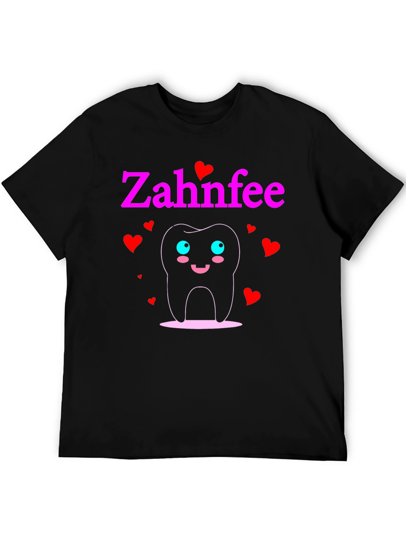 Black Zahnfee Cartoon Tooth T-Shirt - Dental Fairy Tee view 5