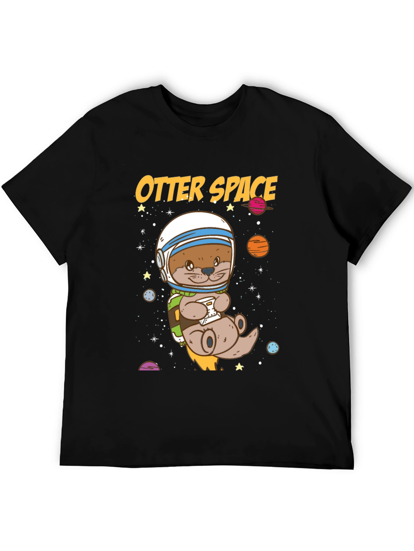 Black Otter Space Graphic T-Shirt - Astronaut Animal Tee view 5