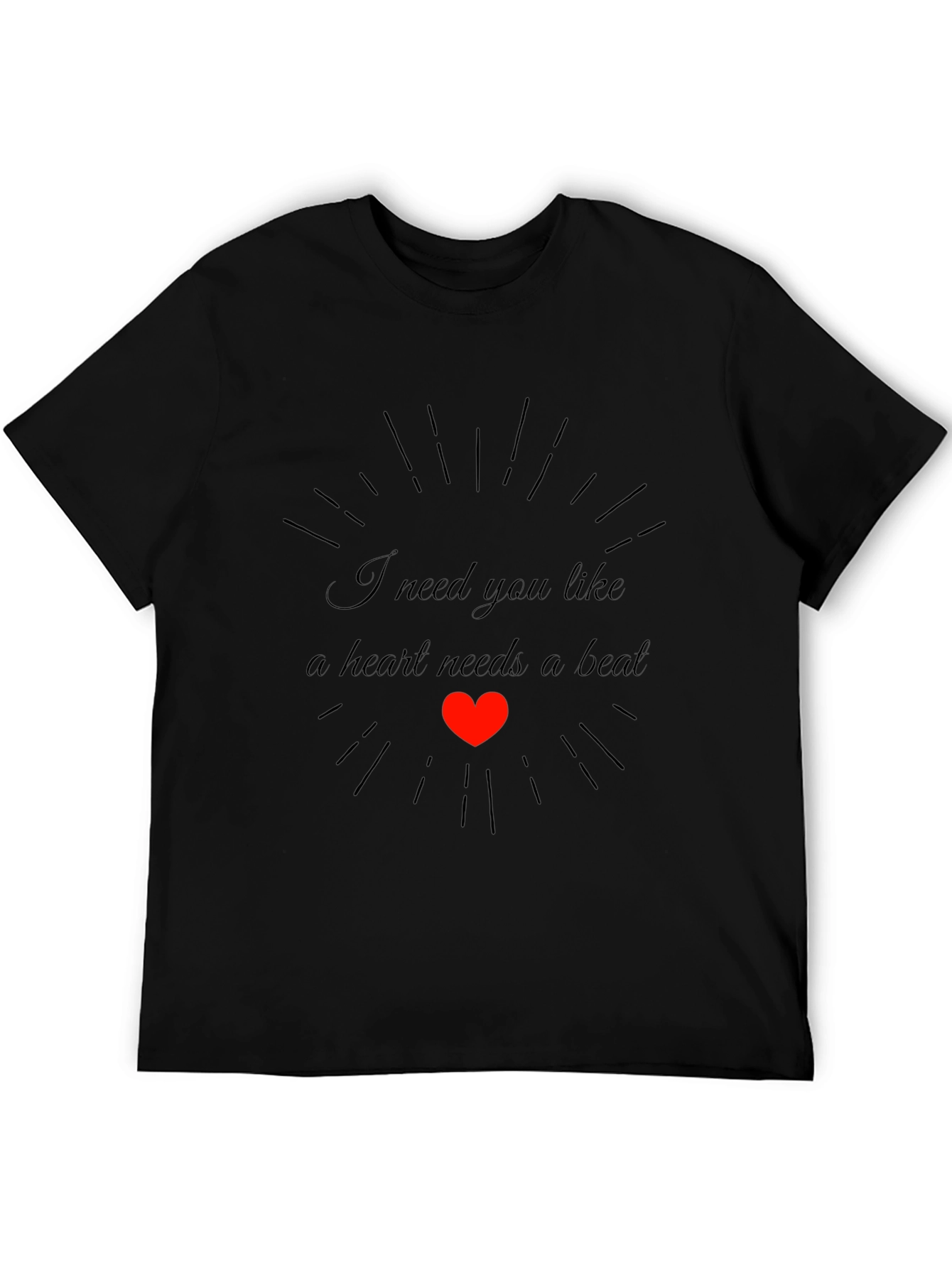 Black Heart Needs a Beat Black Graphic Tee view 5