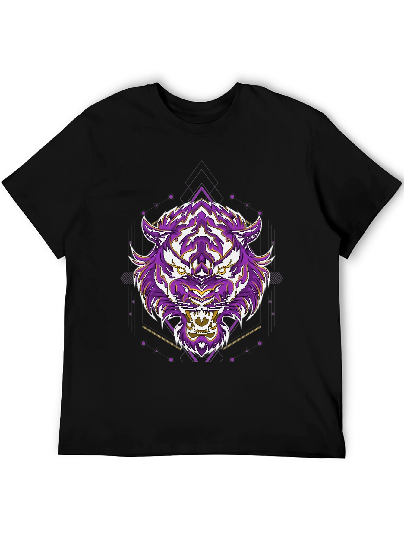 Black Geometric Tiger Graphic Tee - Cool Streetwear view 5