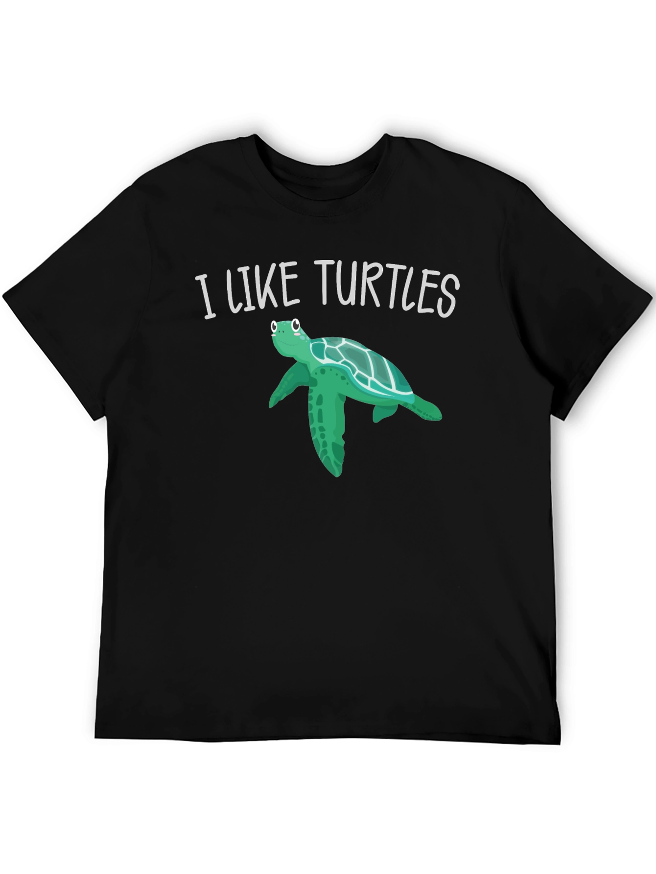 Black I Like Turtles Graphic Tee - Black view 5