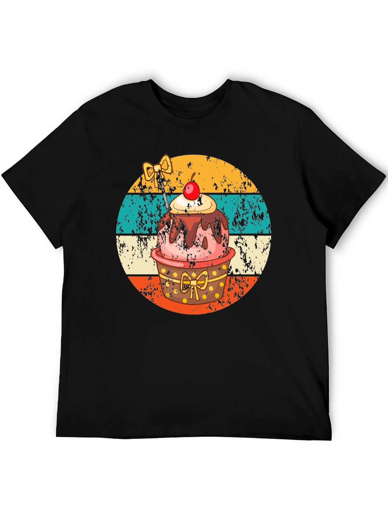 Black Retro Cupcake T-Shirt - Sweet Treat Design view 5