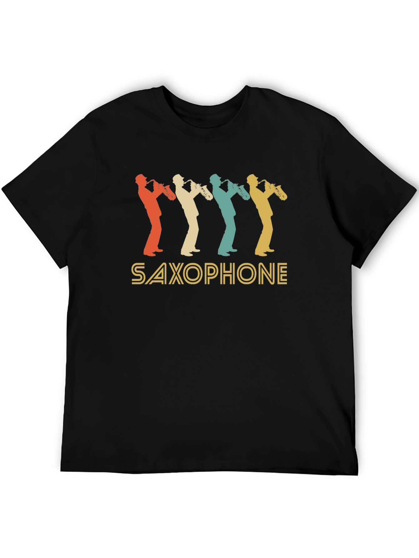 Black Vintage Saxophone T-Shirt - Retro Music Lover Tee view 5