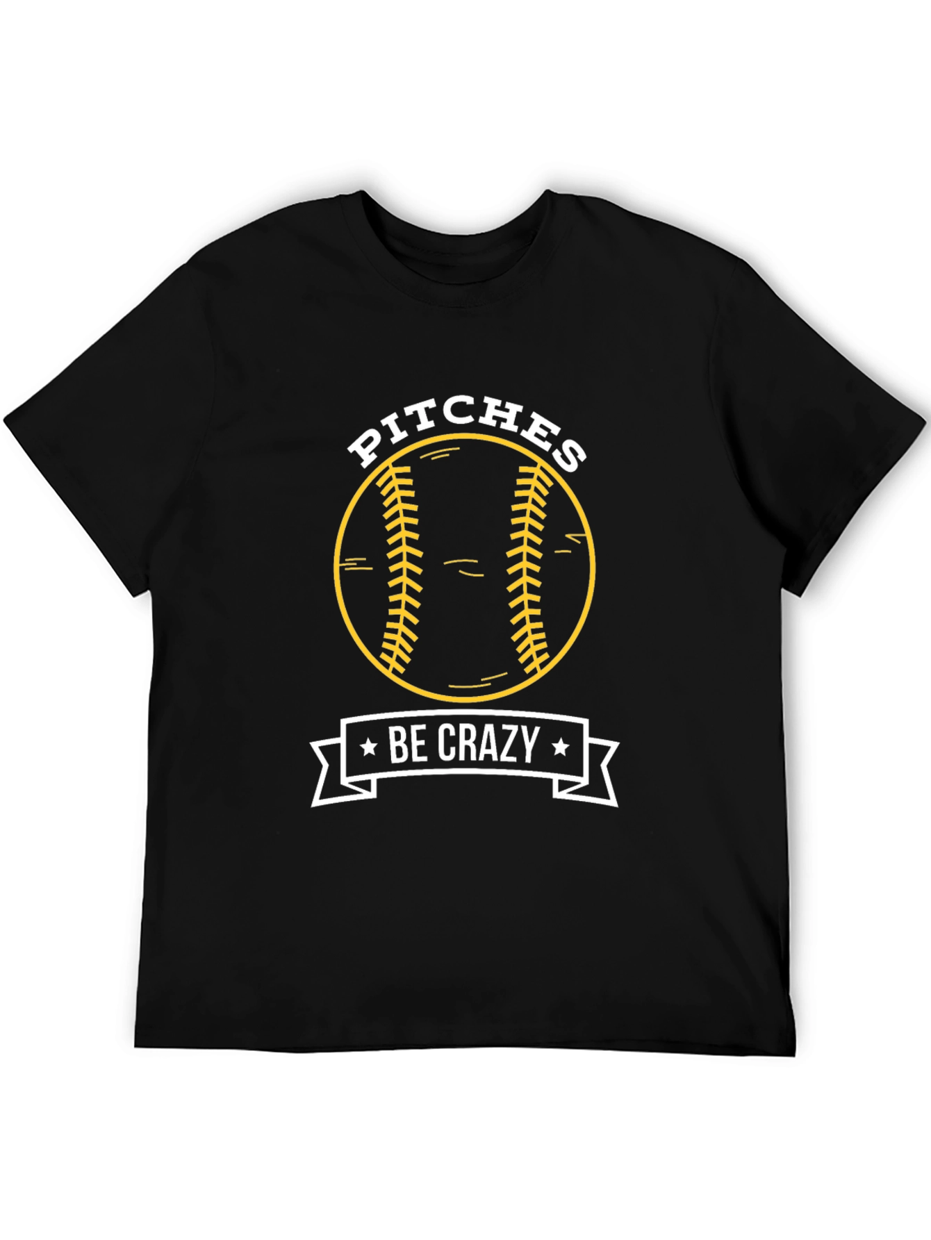 Black Pitches Be Crazy Baseball Graphic T-Shirt view 5