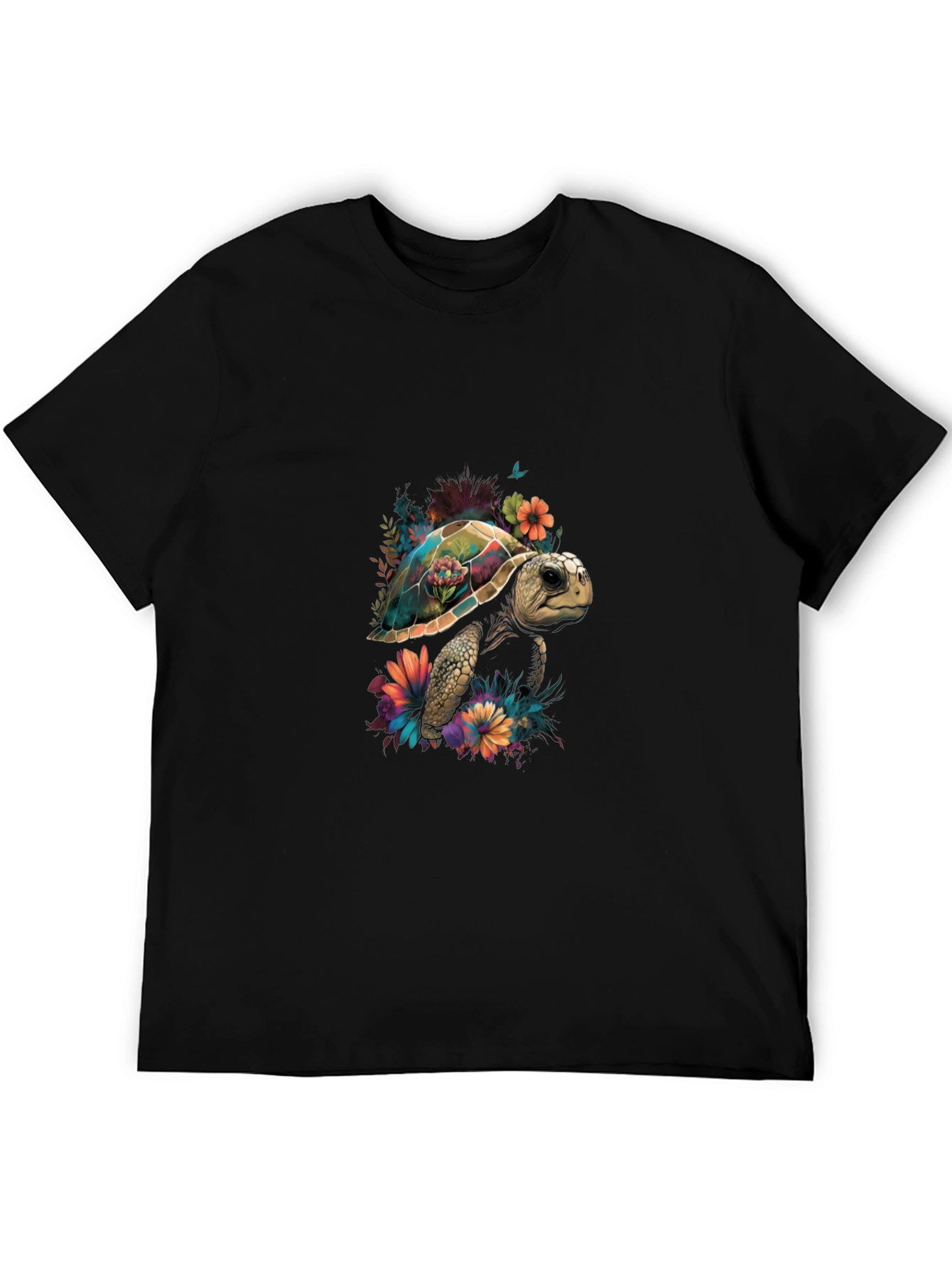 Black Floral Turtle Graphic Tee view 5