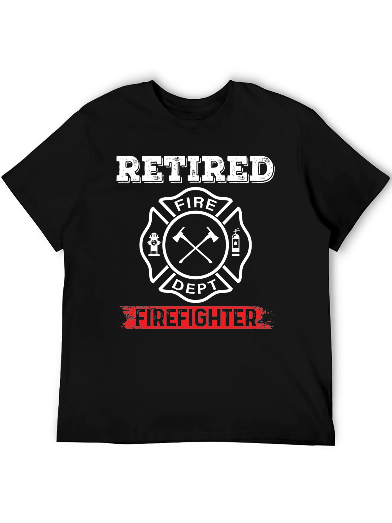Black Retired Firefighter T-Shirt view 5
