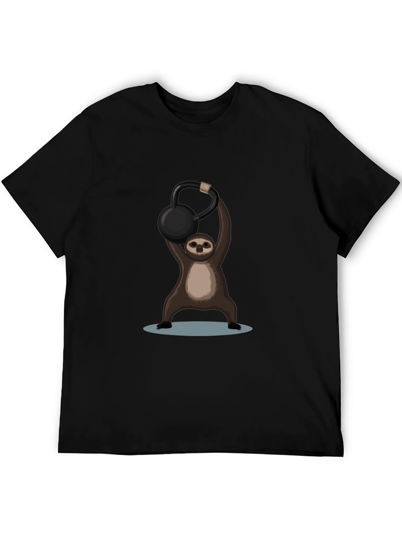 Black Funny Sloth Kettlebell Black T-Shirt view 5