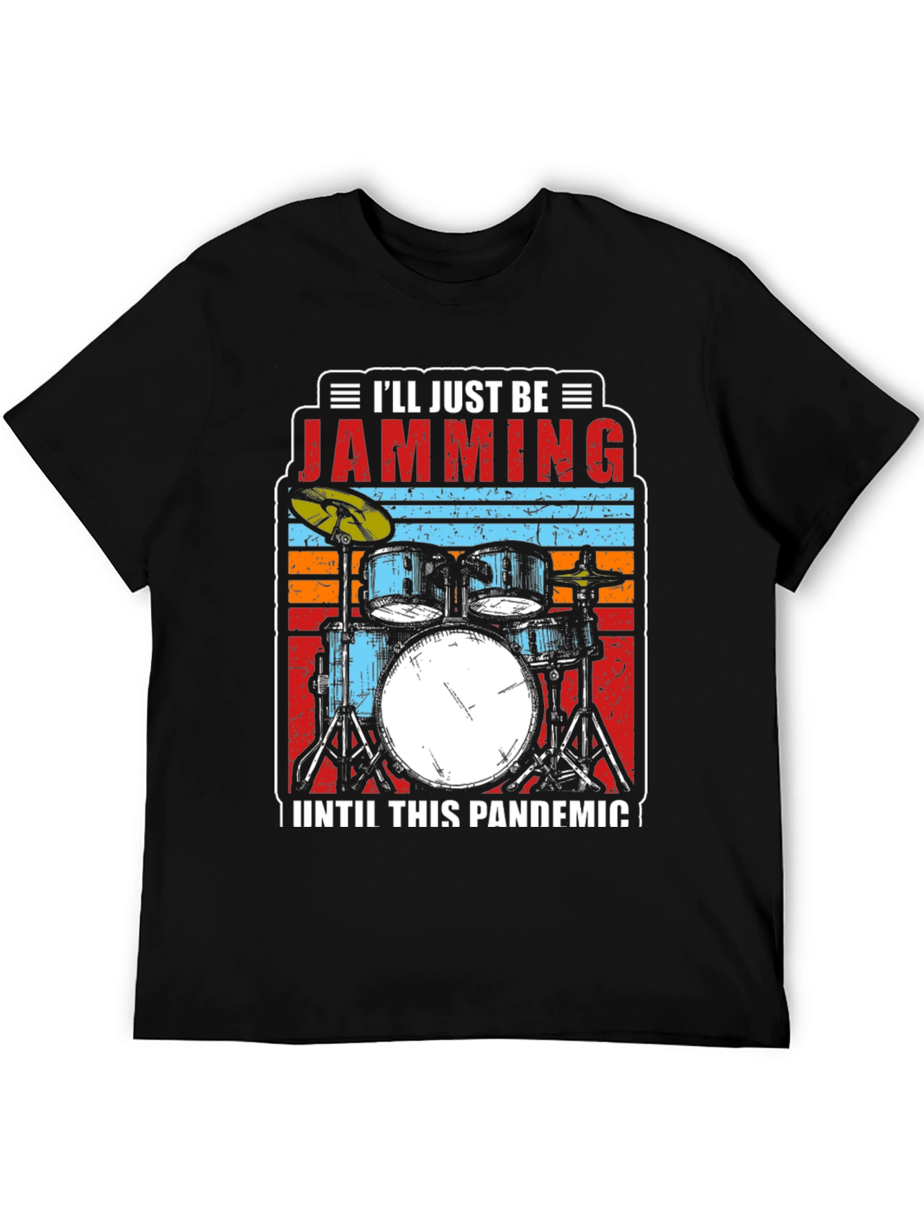 Black Jamming Pandemic T-Shirt - Musician Drummer Tee view 5
