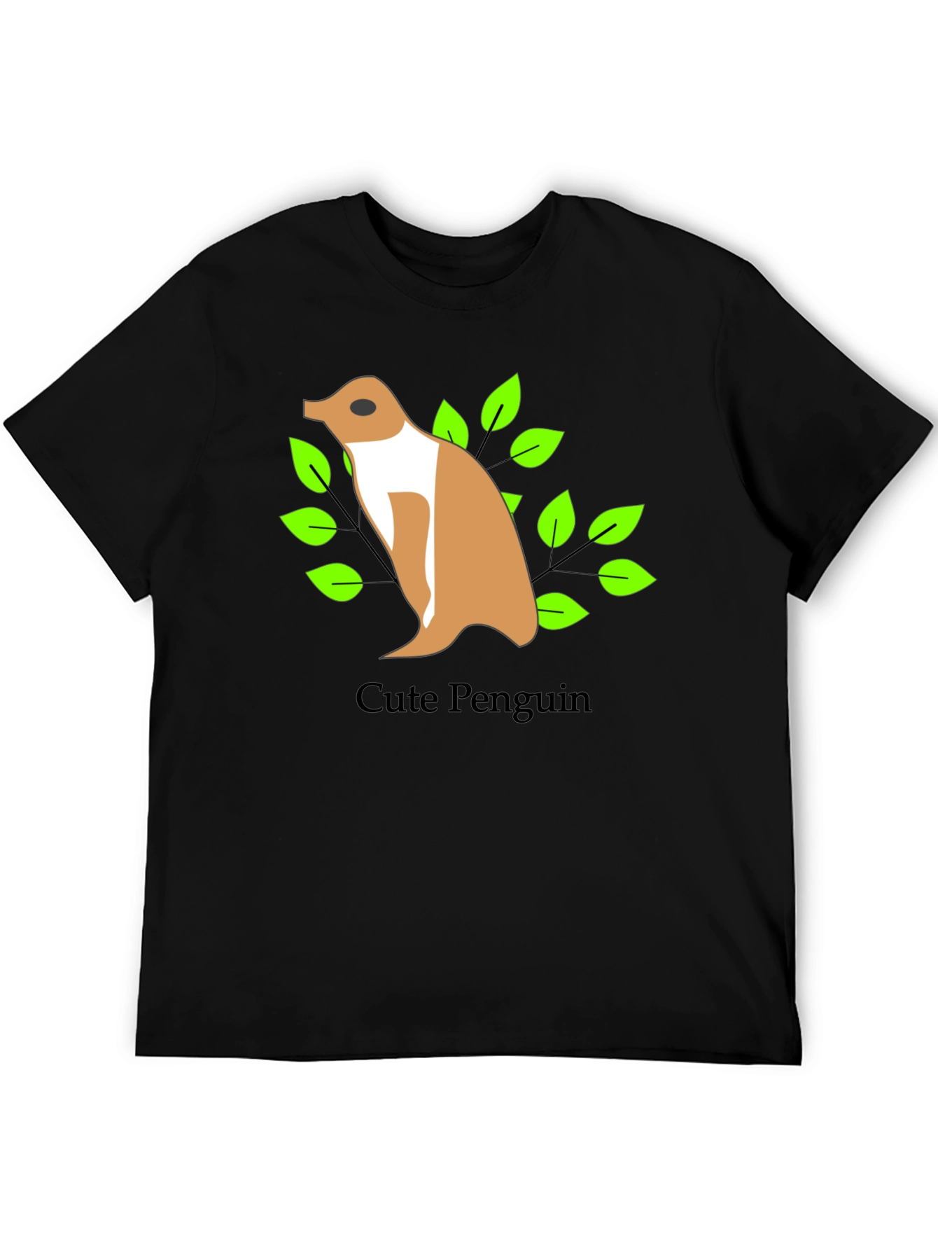 Black Cute Penguin Graphic Black T-Shirt view 5