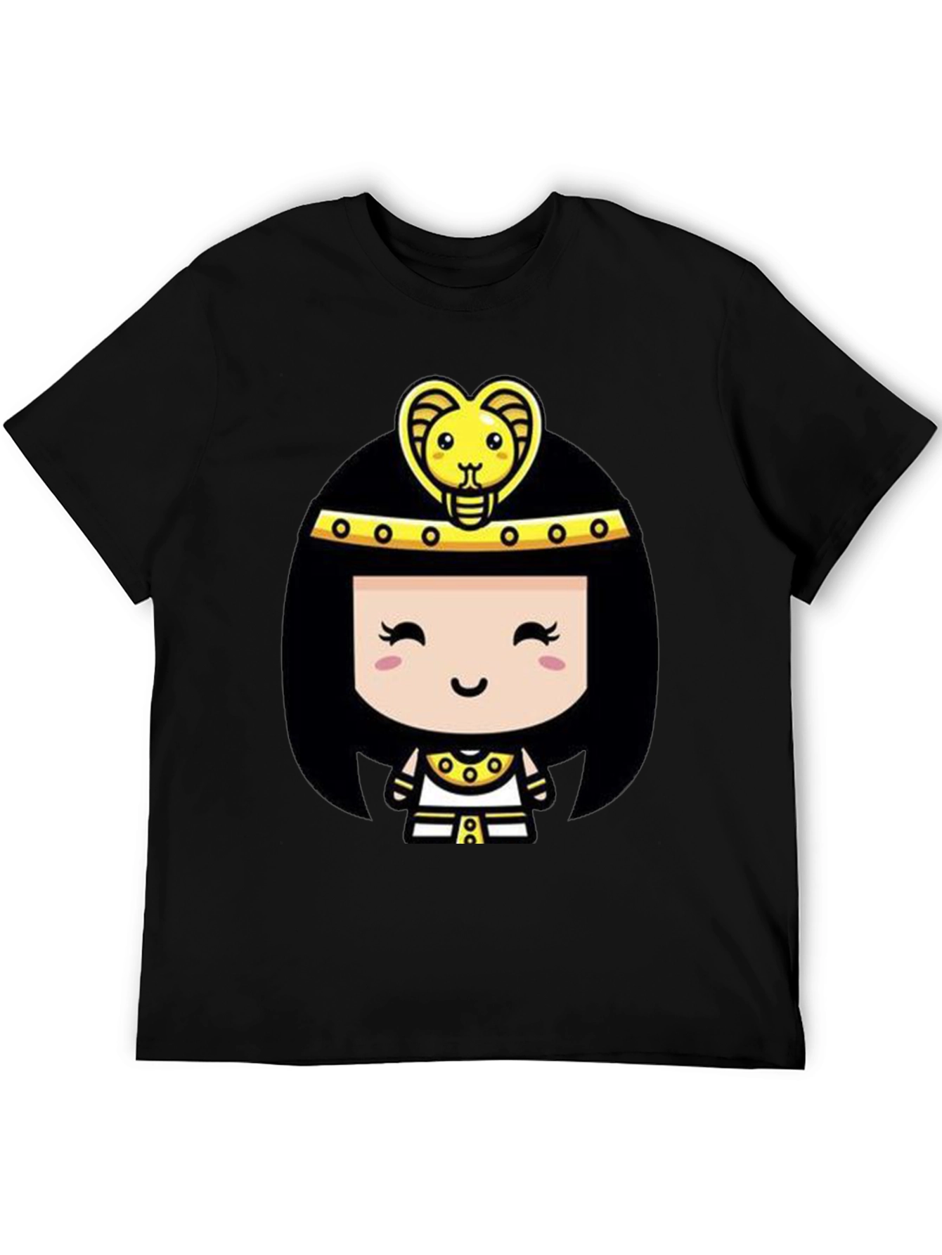 Black Egyptian Queen Cartoon Graphic Tee - Black Cotton T-Shirt view 5
