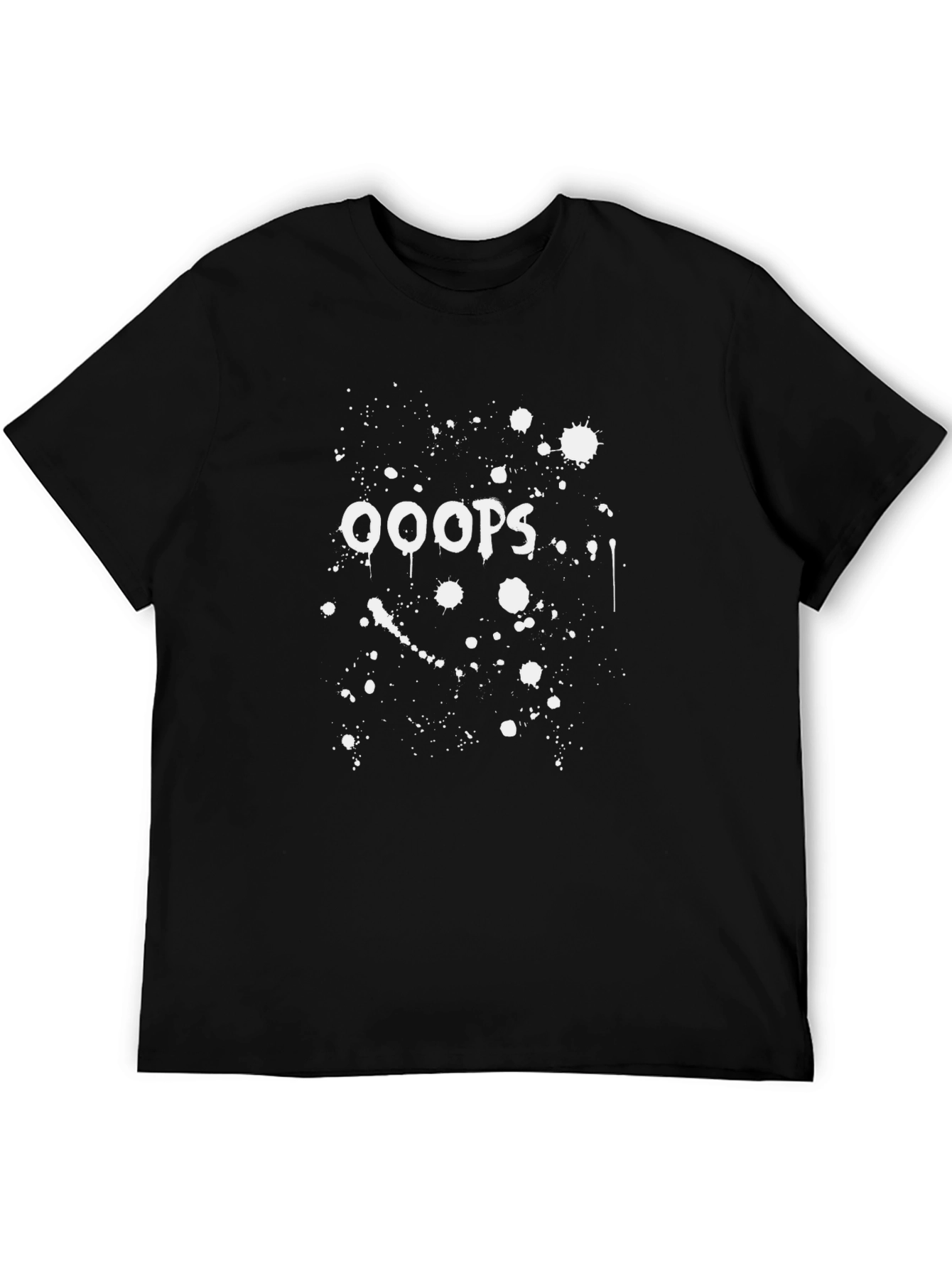 Black OOOPS! Splatter Print Black T-Shirt view 5