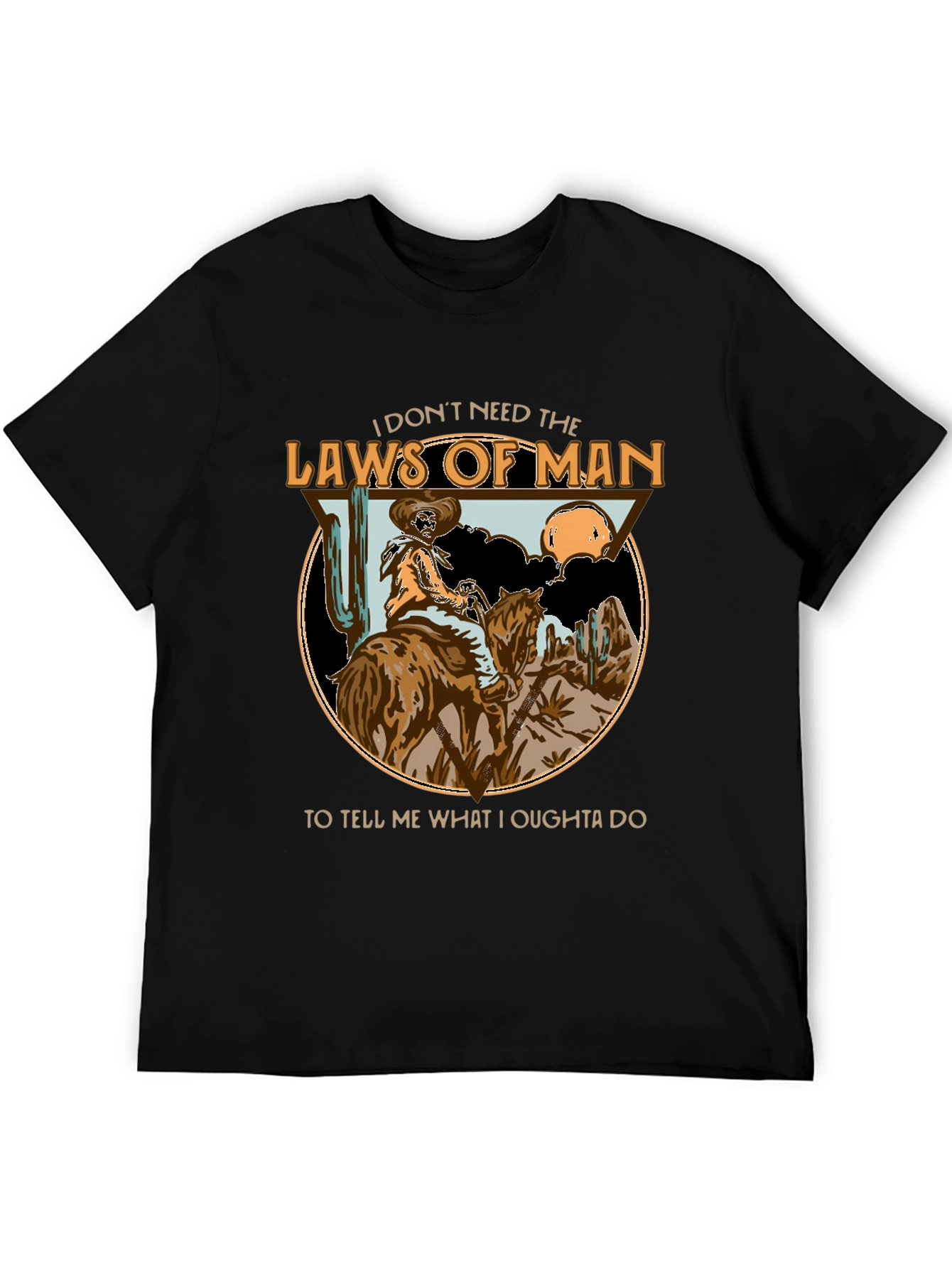 Black Cowboy Laws of Man T-Shirt view 5